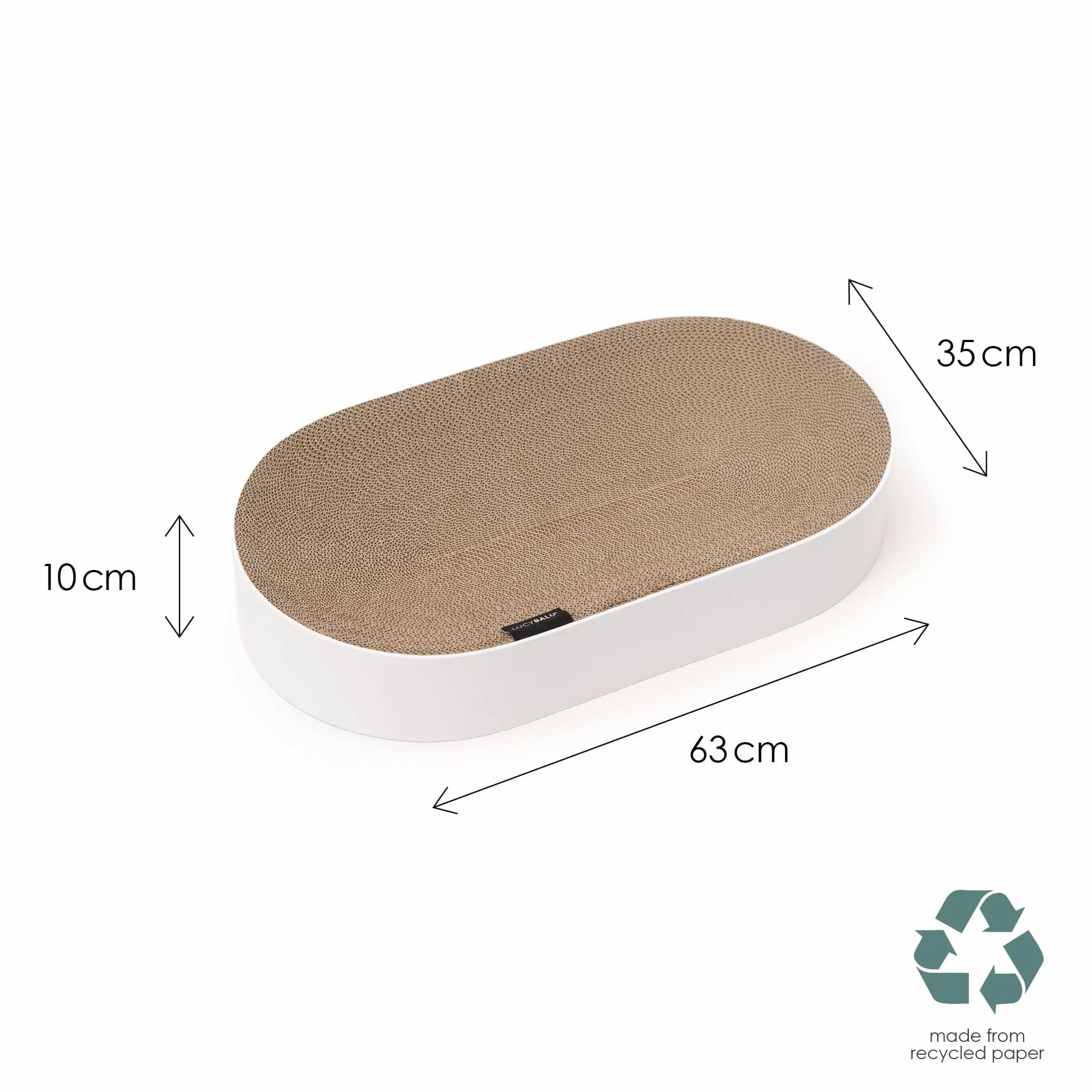 LucyBalu® SCRATCHBED Kratzbett für Katzen aus Pappe | Kartonbett | XXL-Kratzbrett oval rund | Kratzpappe | Kratzmöbel | Kratzkarton | Kratzspielzeug | Natur