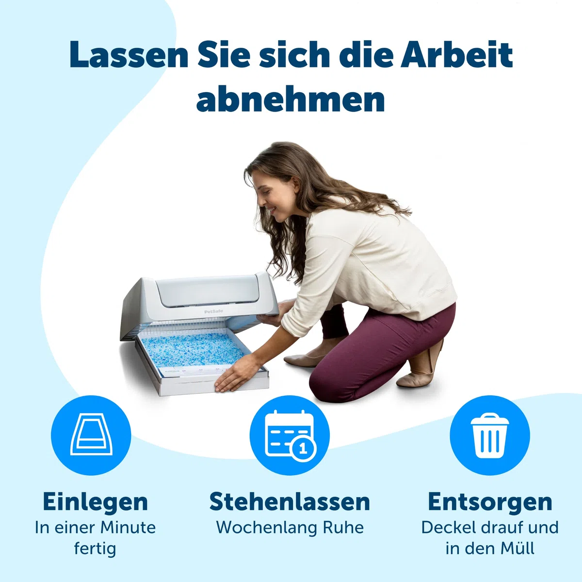 PetSafe ScoopFree Ersatzschale mit Blauem Kristall Katzenstreu - Geruchskontrolle, Staubfrei, Auslaufschutz - 3er-Pack