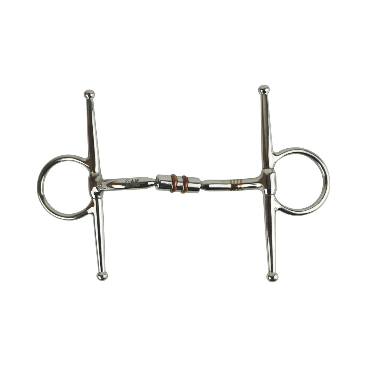 AK Full Cheek Rotary Double Copper Roller Snaffle Horsebit Riding Bit AKRS-2612