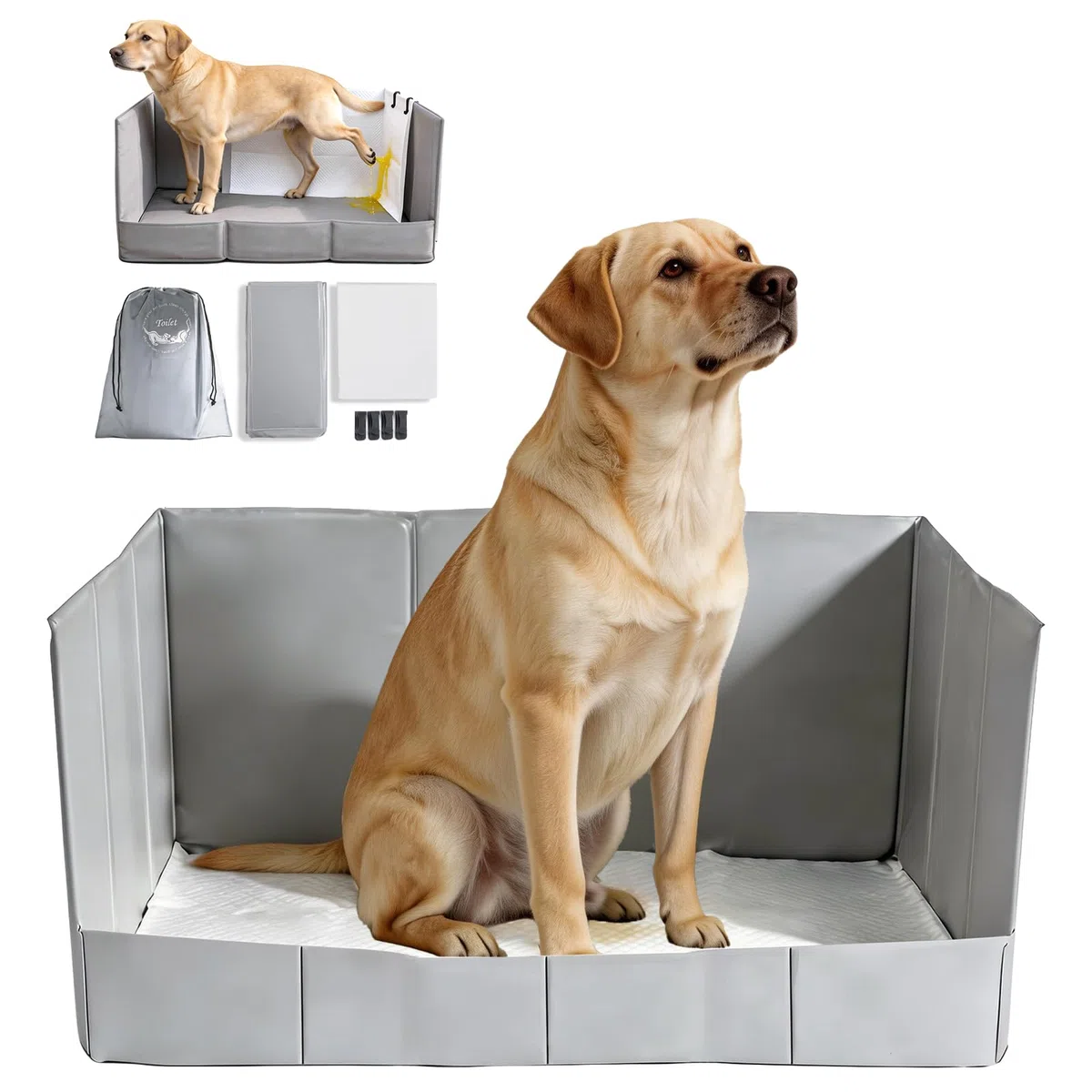 MEEXPAWS Hundetoilette Hundeklo Wohnung Faltbar 111x84x40cm Hundeklo für Zuhause für Große Hunde Auslaufsicher Tragbar