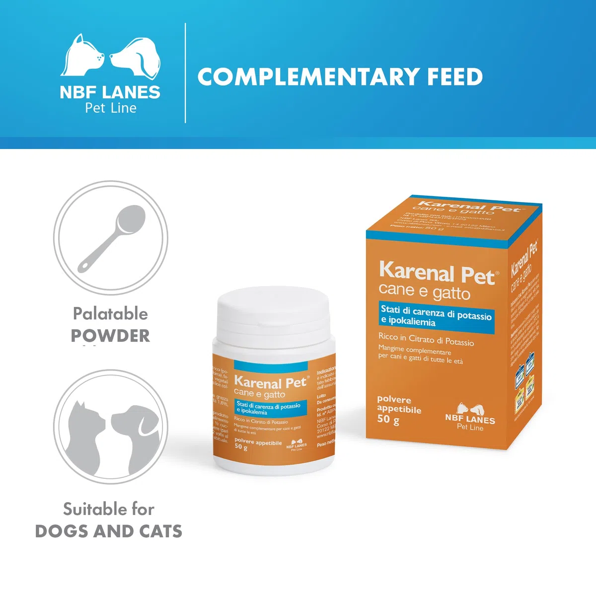 NBF Lanes | Karenal Pet Hund und Katze 50 g Pulver für Kaliummangel und Hypokaliämie