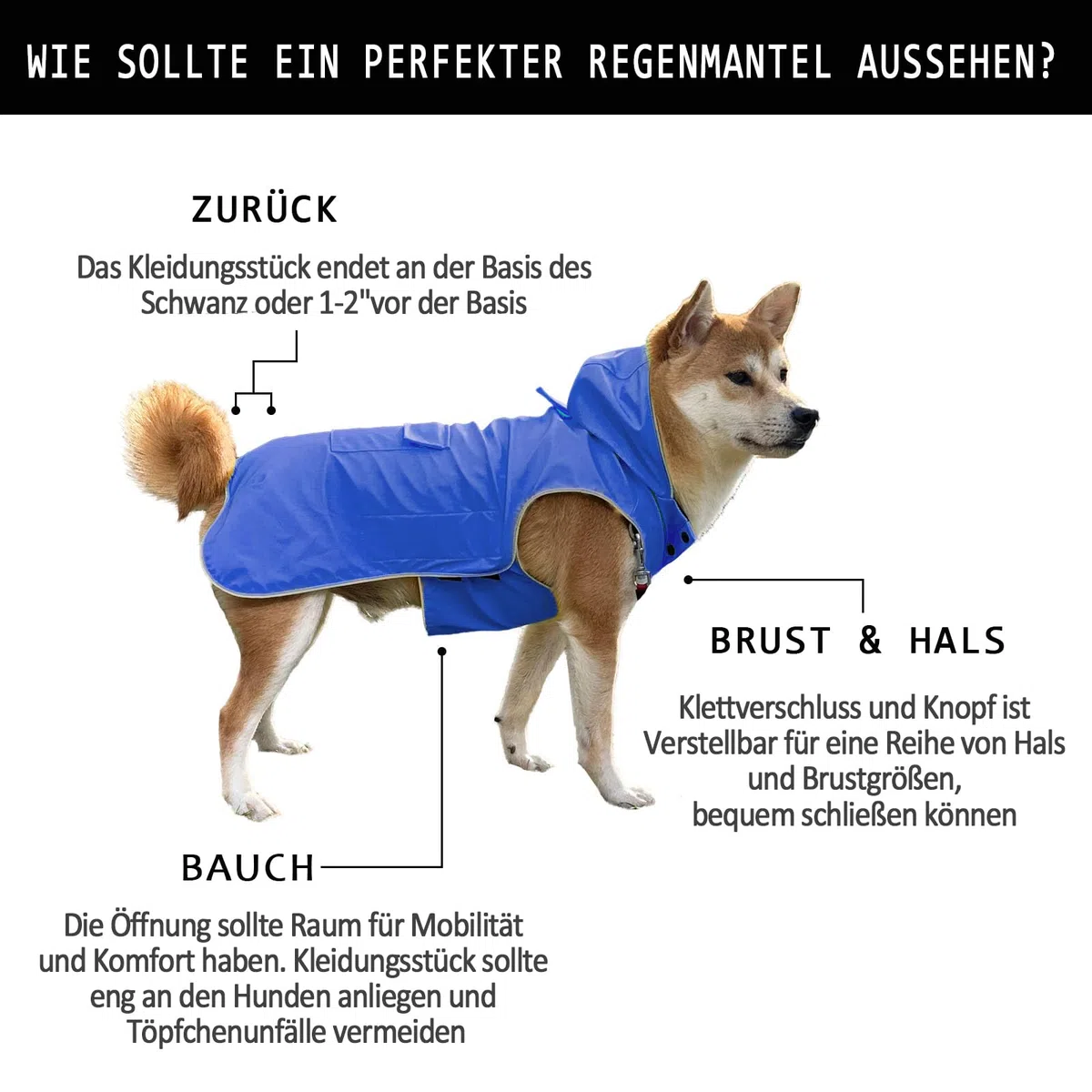 Nicht Steif, Super Weiche Haptik Hunde-Regenmantel, Reflektierend, Verstellbar, Einfach zu Tragen, Leinenloch für S - XXXXXL Hunde (Blau, XXXXXL)