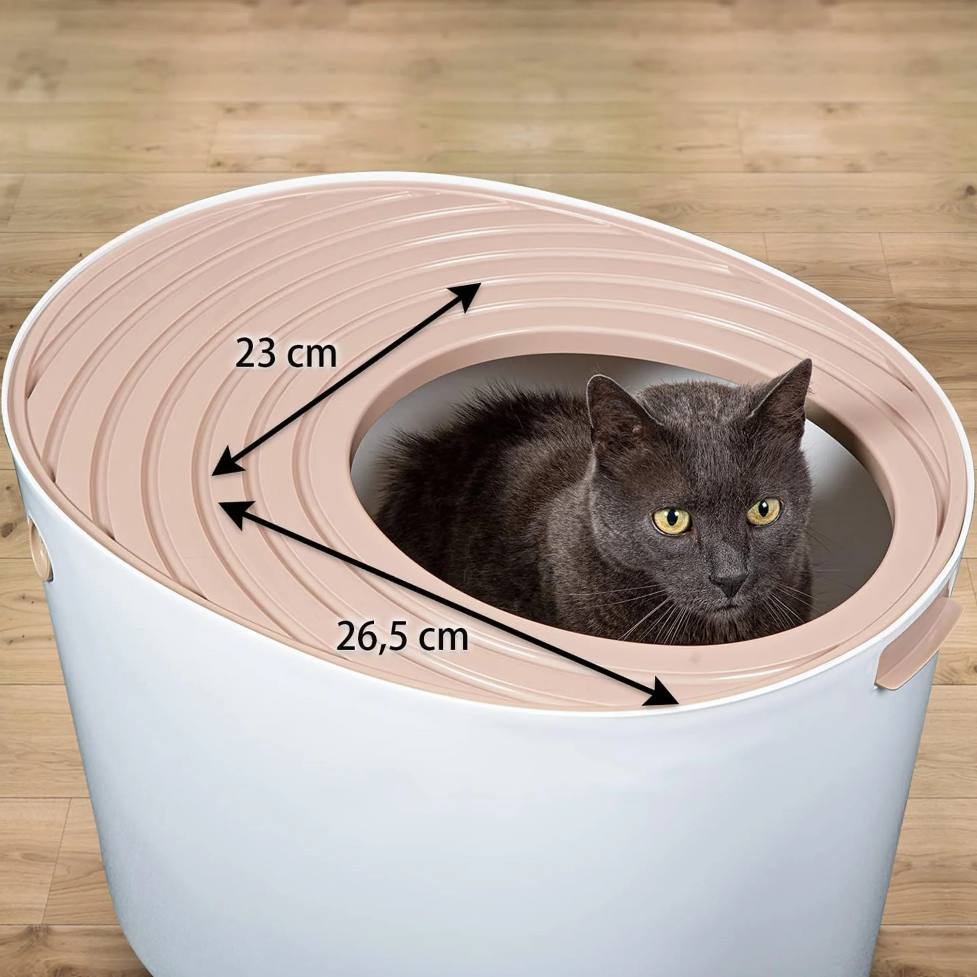 Iris Ohyama Katzenklo mit Schaufel, bis 7 kg, Weiß/Beige, mit Deckel, Katzentoilette, leicht reinigen, Für große Katzen, Kätzchen, geschlossen, XXL Toilette, BPA-frei, Cat Litter Box, PUNT-530