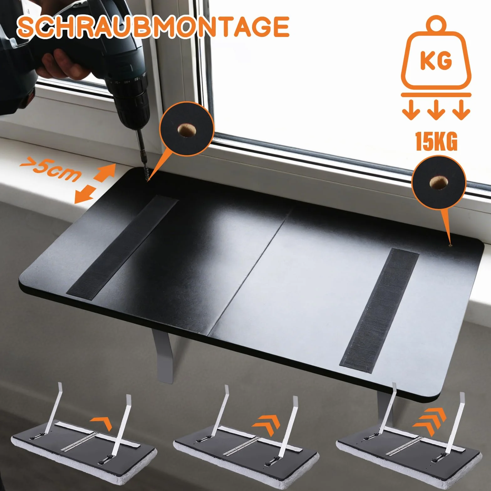 Katzen Fensterliege, Zvonema Stabiles Katzenbett Fensterbank mit Metallbefestigung, 61 x 30 cm Große Hängematte Katze, bis 15kg, Weicher Grauer Plüsch, Abnehmbar & Waschbar (Schwingungsgedämpft)