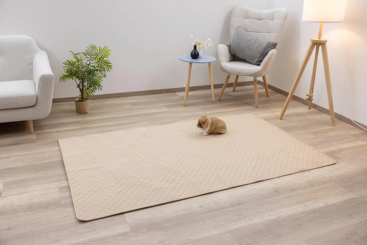 Kerbl Pet Waschbare Urinunterlage, braun, 200x120 cm, Kaninchenunterlage, Nagerunterlage, Polyester, Kaninchen, Nager