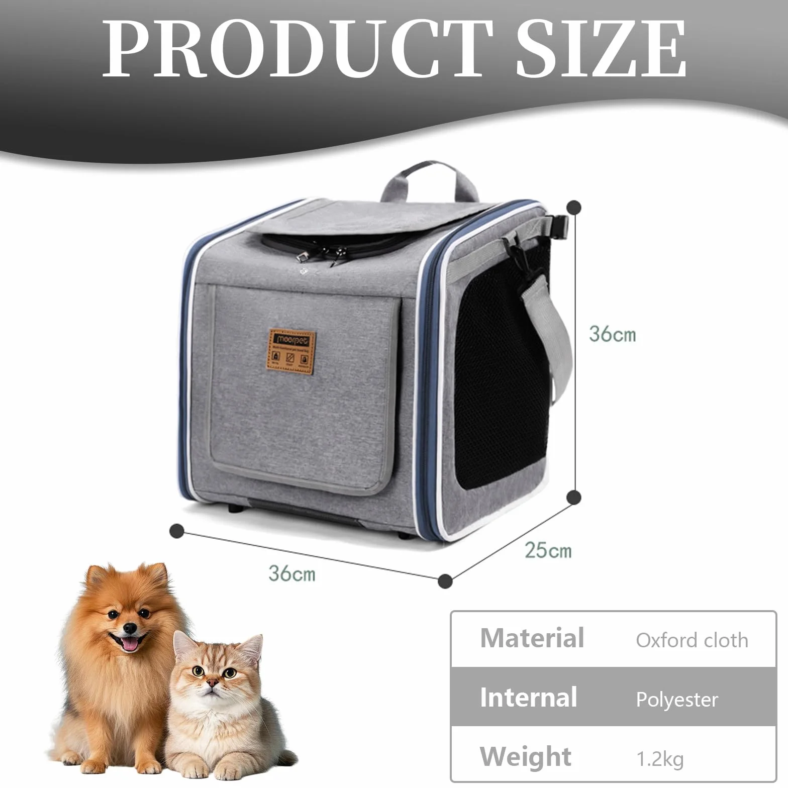 Hundefahrradkorb, Hundekorb Fahrrad Vorne Faltbarer Atmungsaktiver Hundefahrradkorb Rucksack Schultertasche Autositz mit 4-Mesh-Fenster für kleine Hundekatzen-Welpen