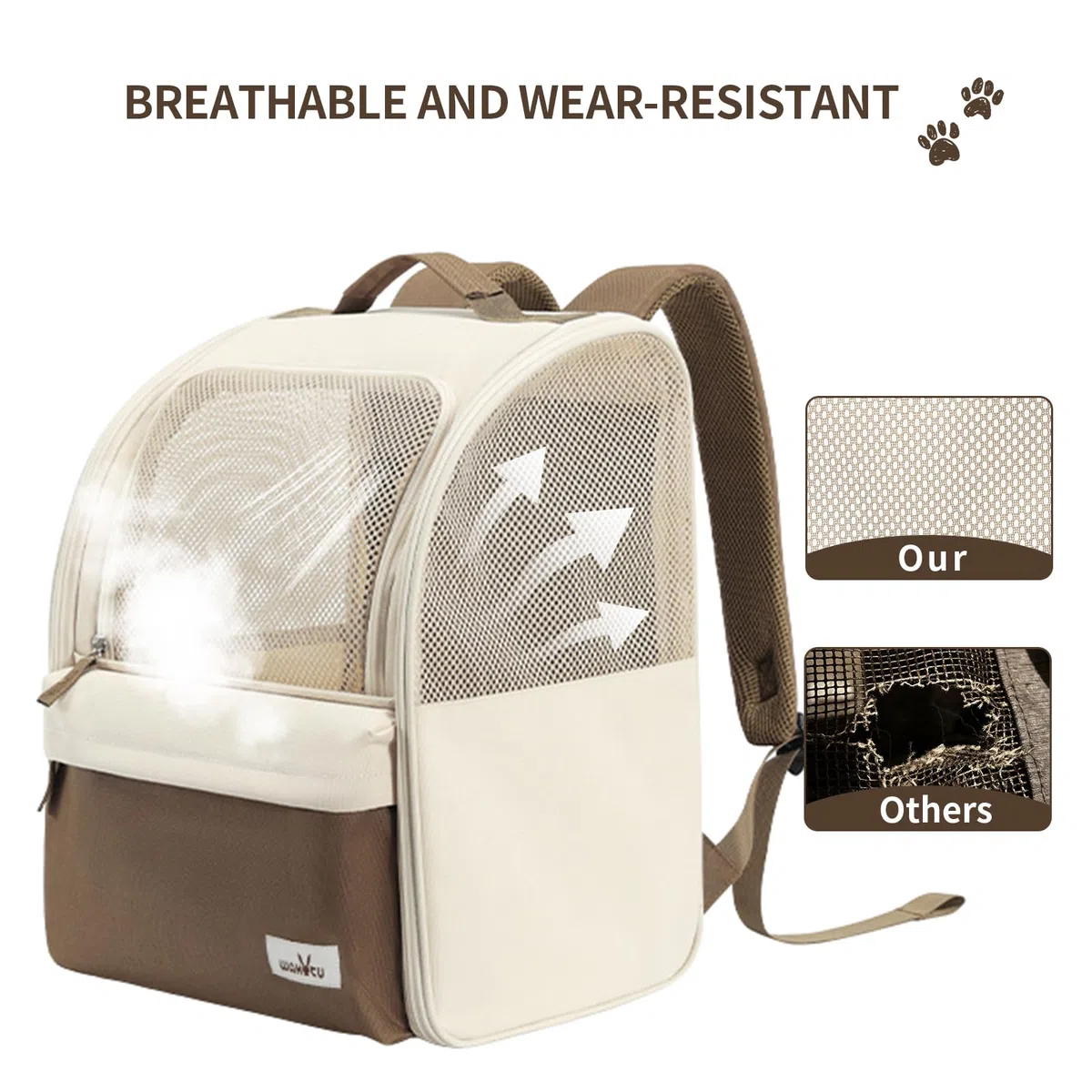 Wakytu HundeRucksack und KatzenRucksack für Kleine Haustiere，600D verschleißfestes Oxford-Gewebe, Hundetragetasche, Katzenrucksack, geeignet für Reisen （2-7kg）