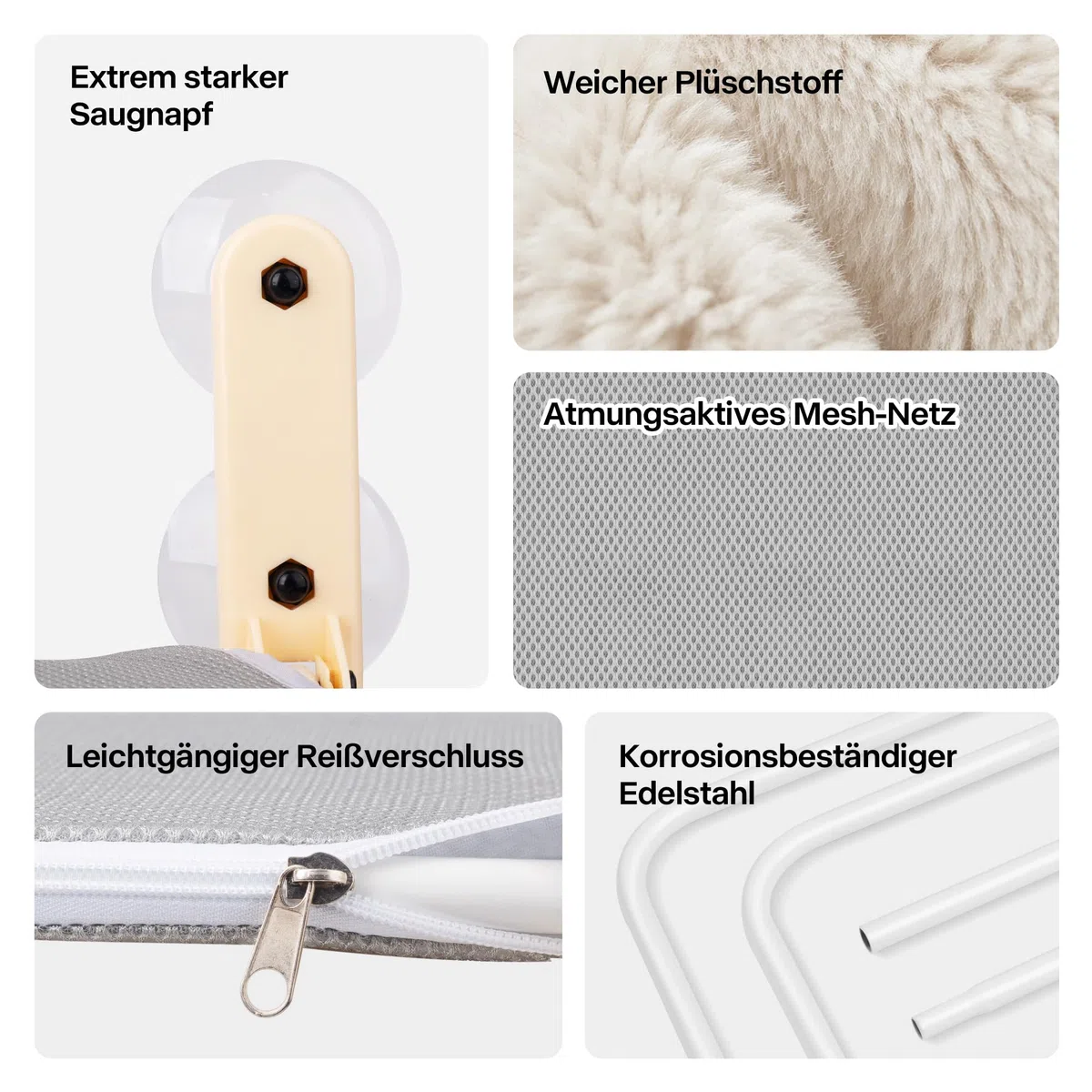 Pet Prime Faltbare Katzenhängematte, Fensterliege für Katzen, Fensterliege mit 2 Bezügen ideal für ganzen Jahr, Katzen Sitzpaltz mit starken Saugnapf, hält bis zu 20kg, für Glatte Oberflächen - Groß