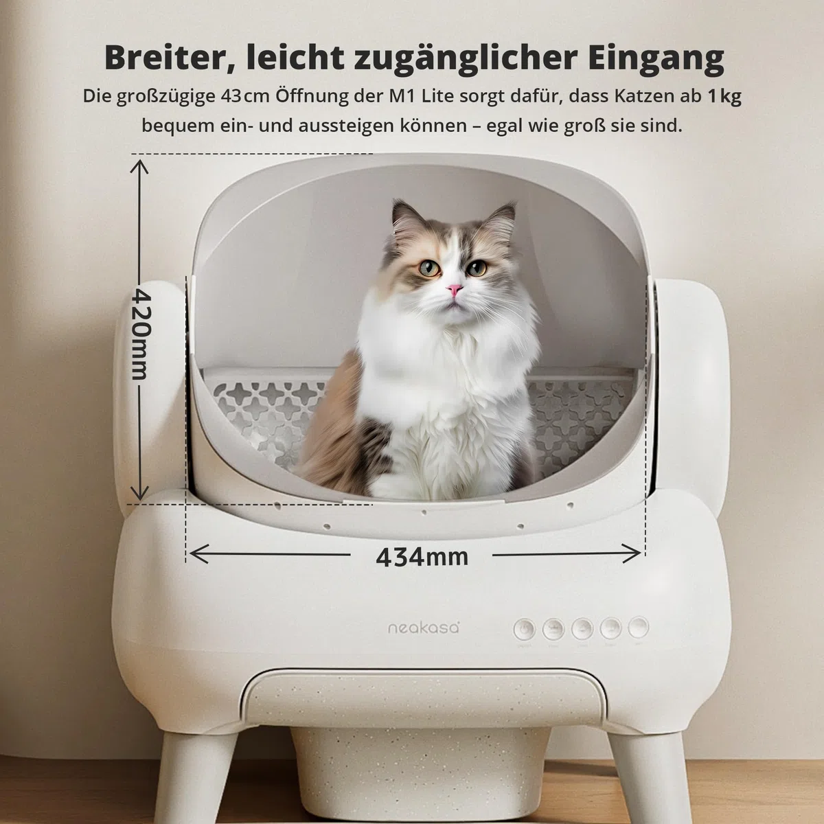 Neakasa M1 Plus Lite Selbstreinigende Katzentoilette mit offenes Design, XXL Kapazität Katzenklo, App-Steuerung, sicher, geruchsfrei und hygienisch, Cat Litter Box für mehrere Katzen