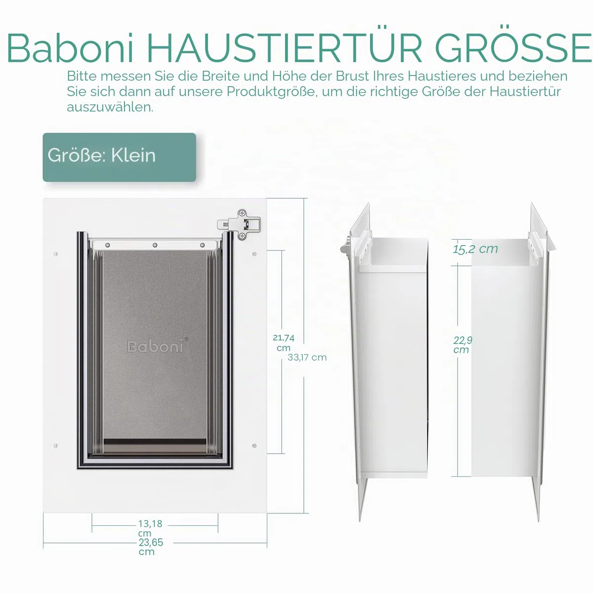 Baboni Katzentür für Tür, Wand, Stahlrahmen und Teleskop-Tunnel, Aluminiumschloss, Doppelklappe, Hunde- und Katzenklappe, stark und strapazierfähig, für Haustiere bis ca. 5,5 kg, Größe S