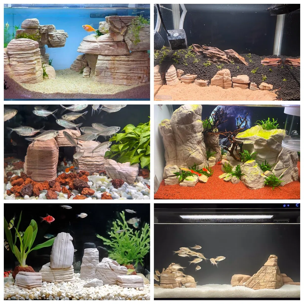 Pagodenstein, Melaleuca-Stein, Aquarienstein, cremige Textur mit Melaleuca-Struktur, für Aquarienlandschaften/Terrarien & Vivarien/Miniatur- & Feengärten (5 Pfund, 2-5 Zoll, 4~5 Stück) (10lb)