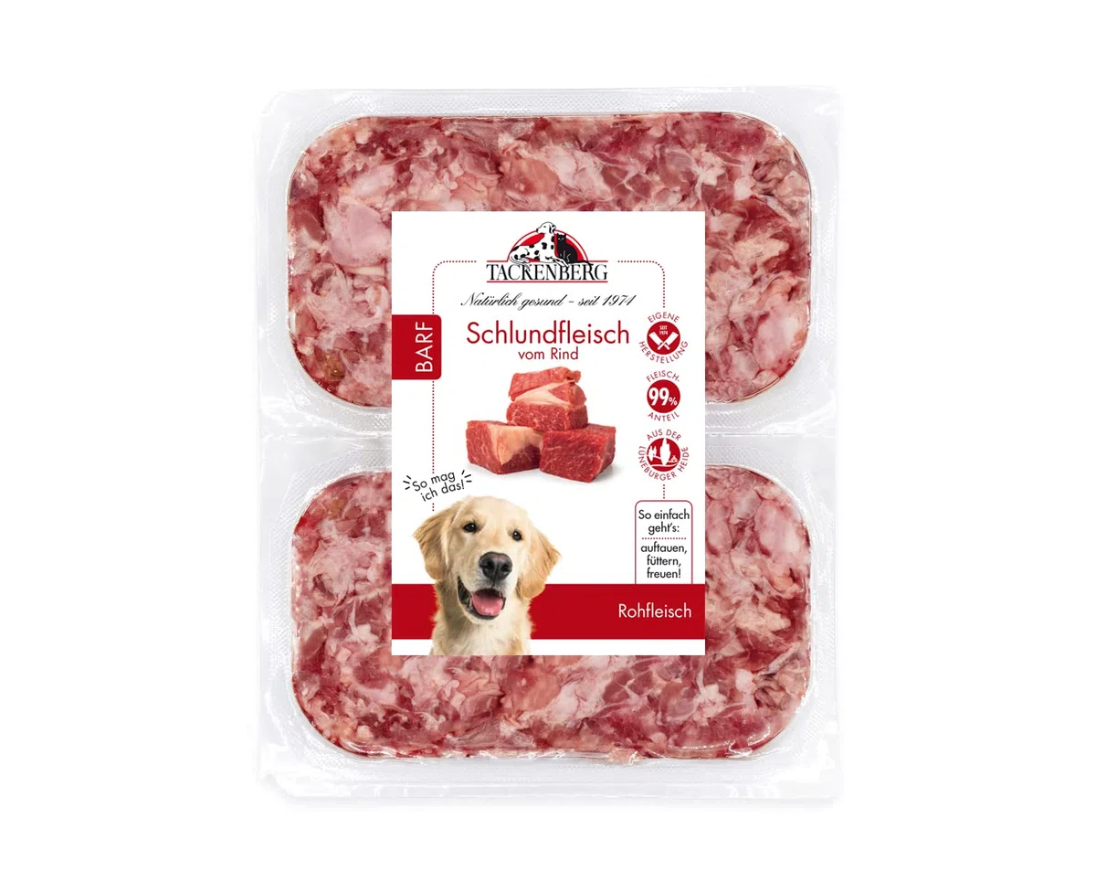 TACKENBERG Barf Schlundfleisch vom Rind für Hunde - 14 x 500 g - leckeres Frostfleisch als Hundefutter in Premiumqualität - geeignetes Gefrierfutter für übergewichtige Hunde - ohne Zusatzstoffe