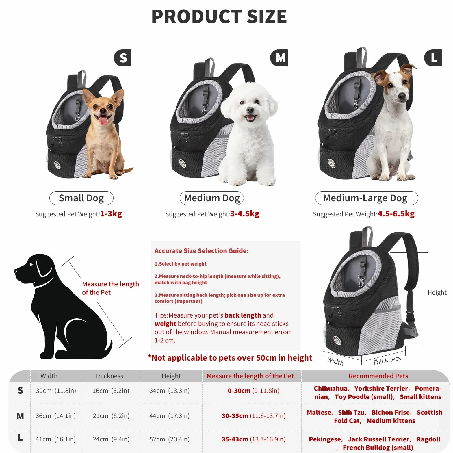 PETCUTE Hundetragerucksack,Verstellbarer Haustier Rucksack für Kleine Hunde und Katzen,Gepolsterter Schultergurt,Wasserdichter Boden,Atmungsaktiv,Haustier-Fronttasche mit Sicherheitshaken,zum Wandern