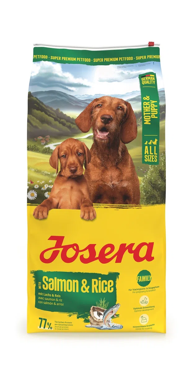 JOSERA Family Lachs & Reis (1 x 12,5 kg) | Mother & Puppy | Premium Trockenfutter für trächtige/säugende Hündinnen & Welpen | Optimale Versorgung mit Enegie & L-Carnitin | glutenfrei | 1er Pack