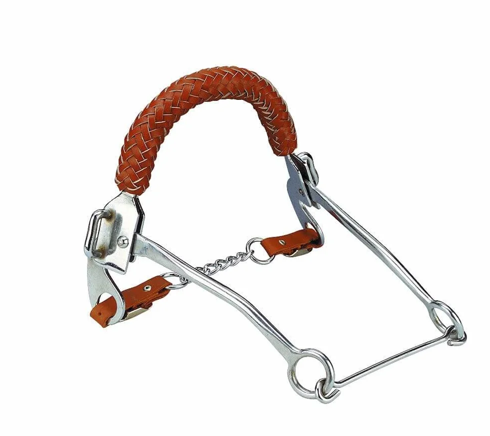 Hackamore mit geflochtenem Nasenriemen, Warmblut, Länge der Bäume: 229 mm