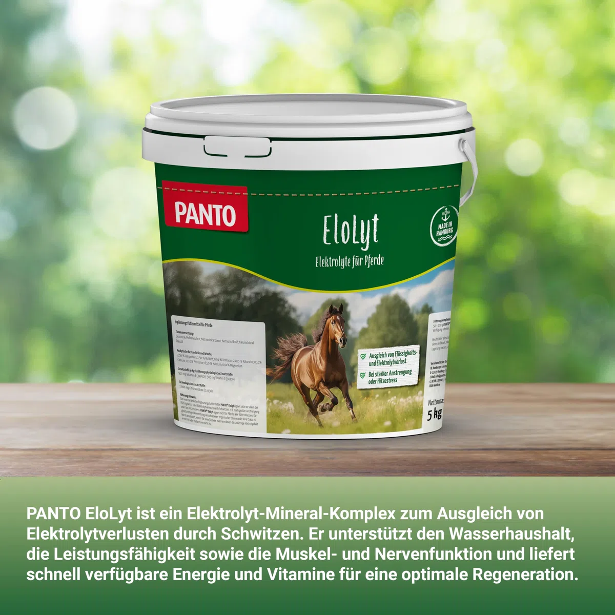 PANTO EloLyt – Wasserlöslicher Ausgleich bei Elektrolytverlust 5kg, Elektrolyt-Mineralstoffmix für Pferde bei Flüssigkeitsverlust, Wasserlösliches Pulver mit Vitaminen zur Regeneration