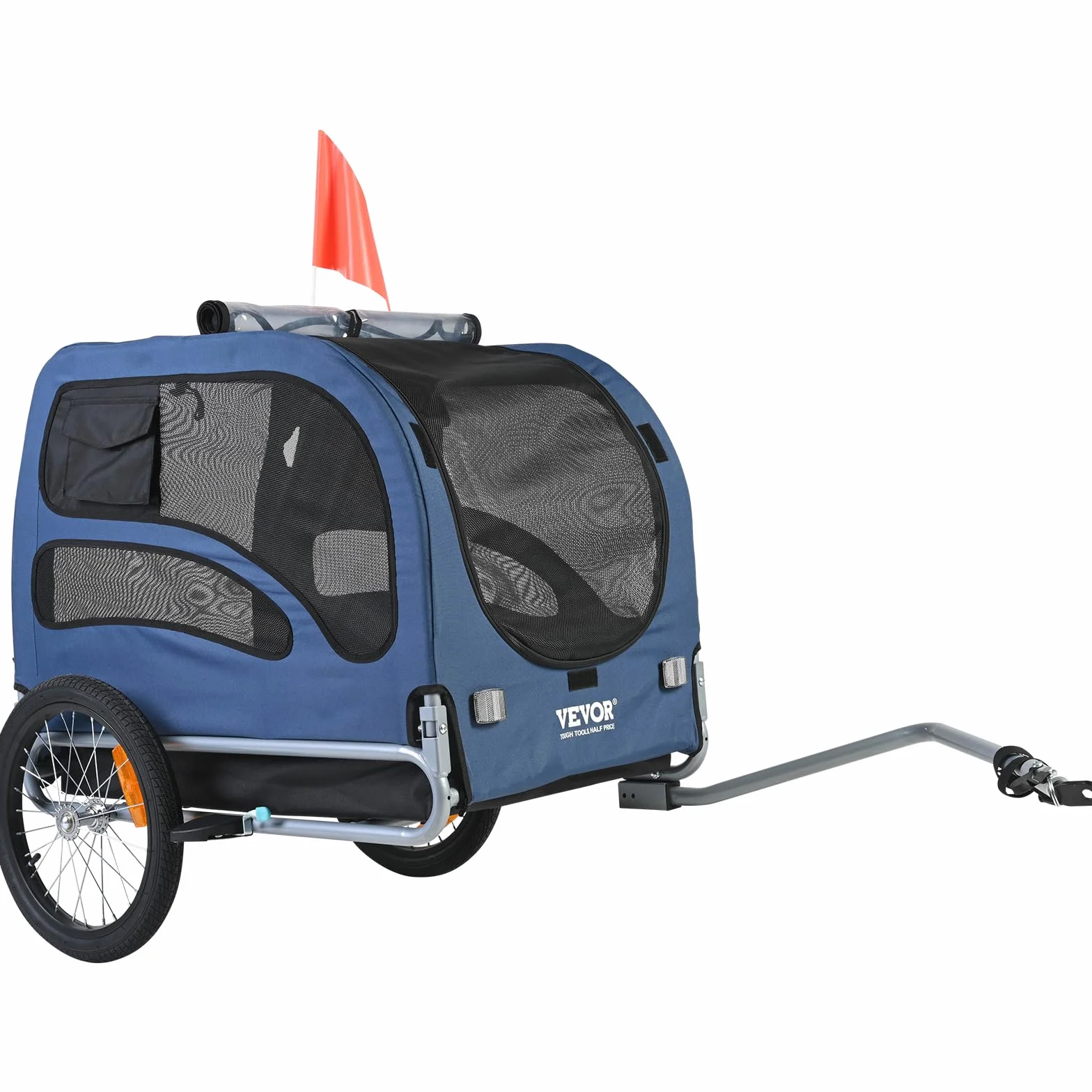 VEVOR Hundeanhänger Fahrradanhänger Kohlenstoffstahl + 600D Oxford-Gewebe + PP faltbar als Anhänger Gefaltete