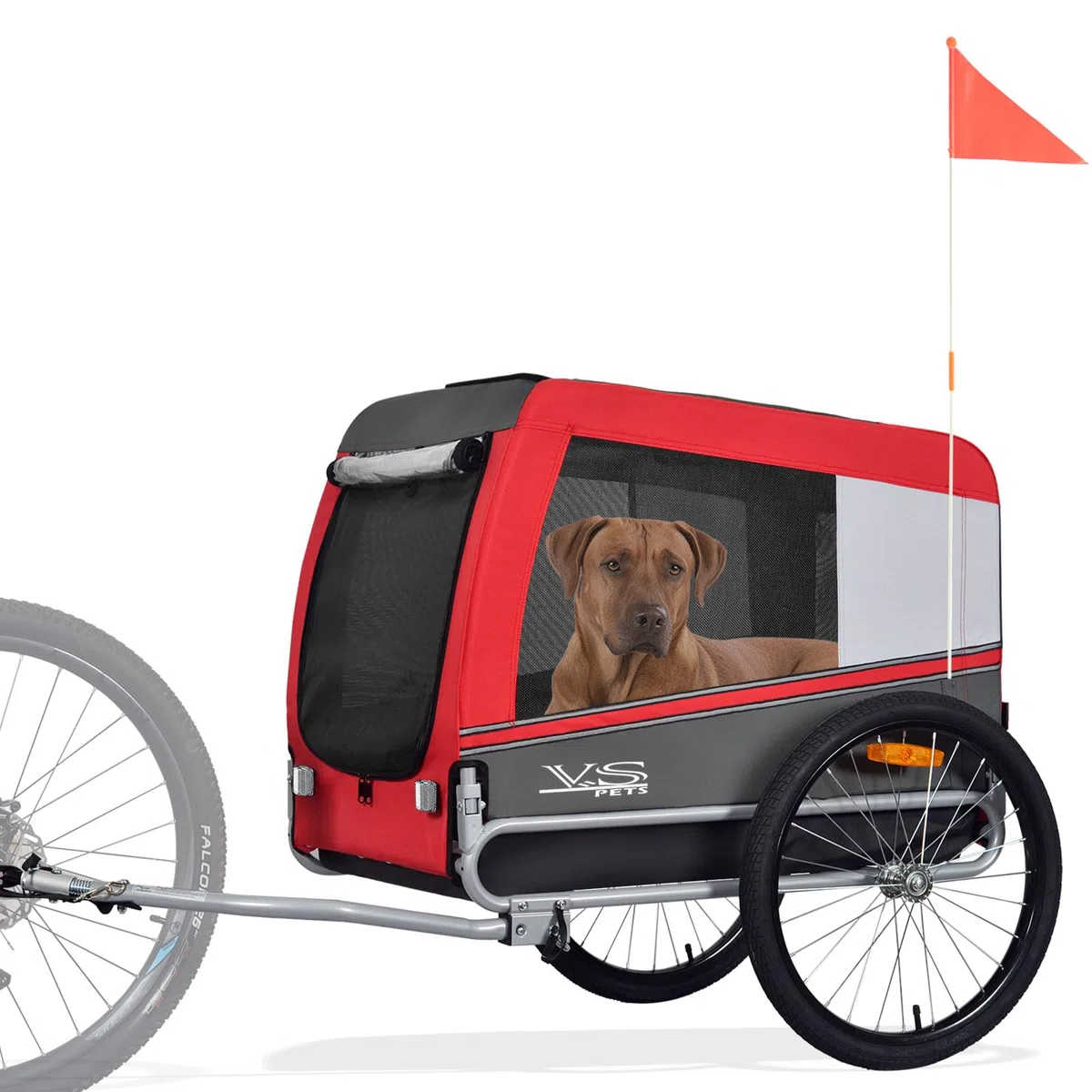 Tiggo VS Pets L Hundeanhänger groß Fahrradanhänger ca. 270L Volumen für mittelgroße und große Hunde bis 35 kg, Klappbar,80202