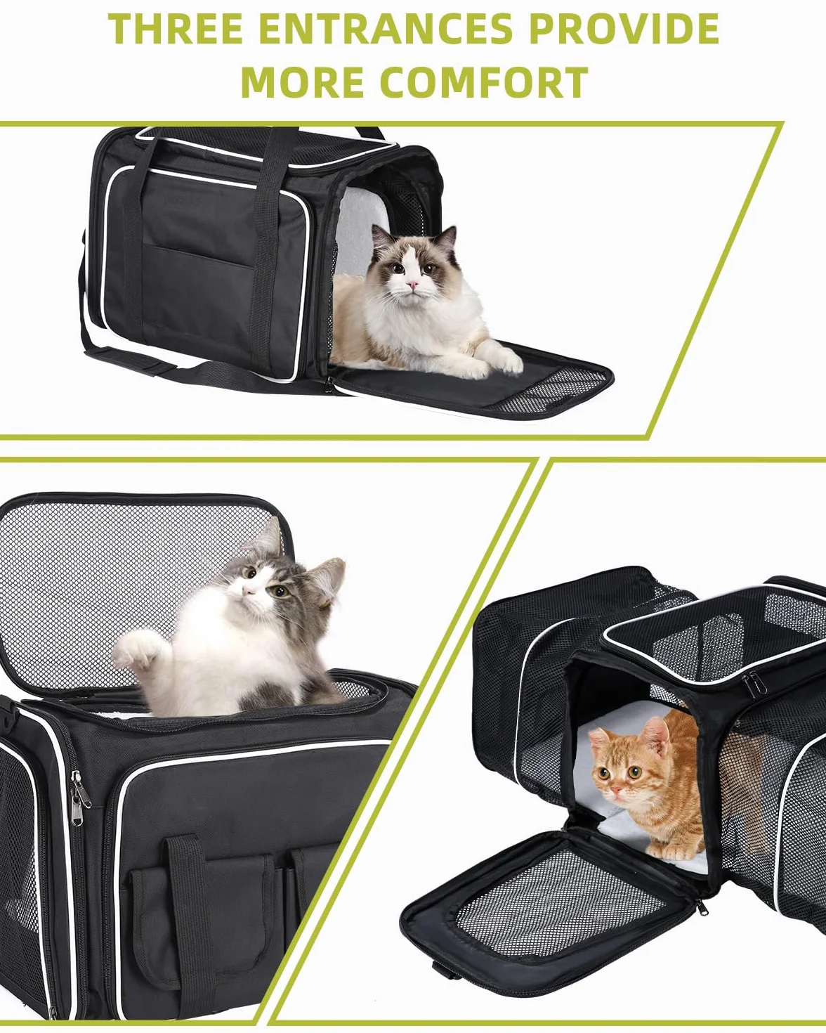 Transportbox Katzen, Katzentransporttasche, Faltbar, Katzentransportbox mit Abnehmbarem Plüschkissen Katzentasche, Tragetasche Katze, Cat Transport Box, Haustiertragetasche