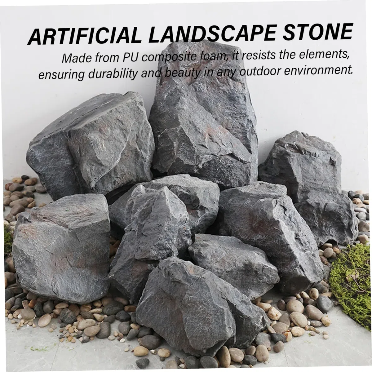 NIDONE Fake Rock Realistic Landscape Steine ​​13.8x10.6x8.7in Künstliche Felsen für Landschaftsgestaltung PU & Foam Brunnenabdeckungen für Gartengartendekor, Regenwaldtyp, künstliche Felsen