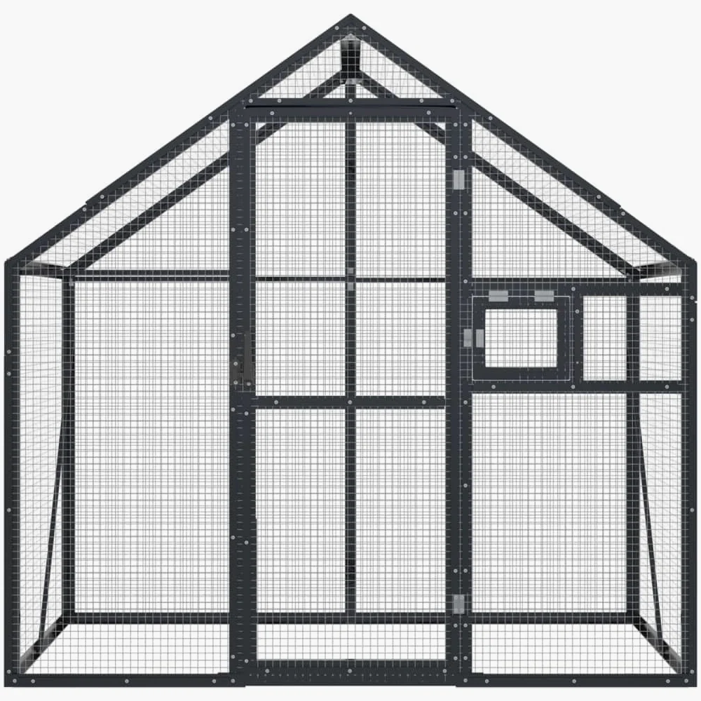vidaXL Voliere, Vogelvoliere mit Maschendraht, Vogelkäfig für den Außenbereich, Vogelhaus Papageienkäfig Papageienvoliere, Anthrazit Aluminium