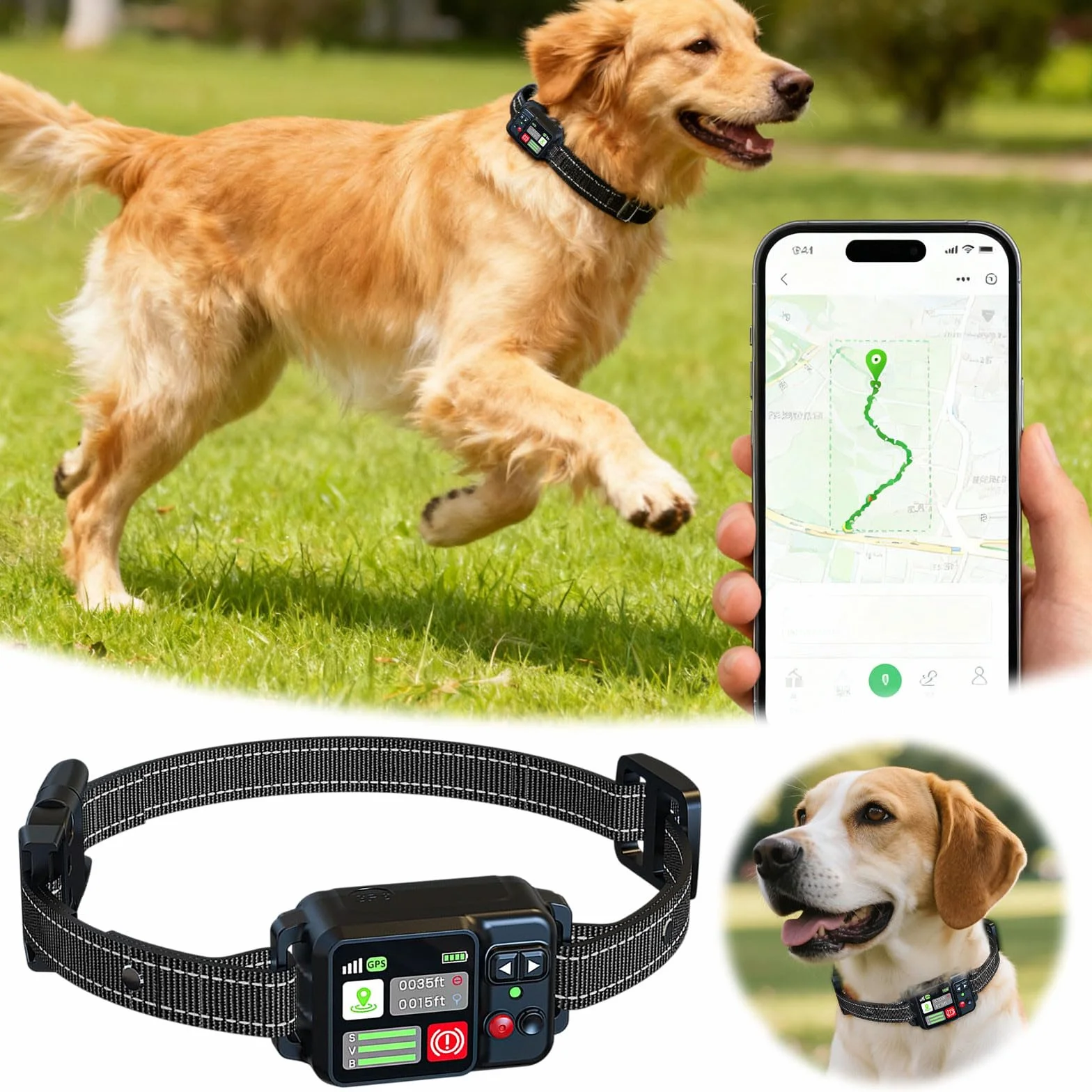 Kabelloses Hundezaunsystem mit GPS-Halsband kreisförmiger Grenze für sicheren Außenbereich bis 2000 Meter Reichweite