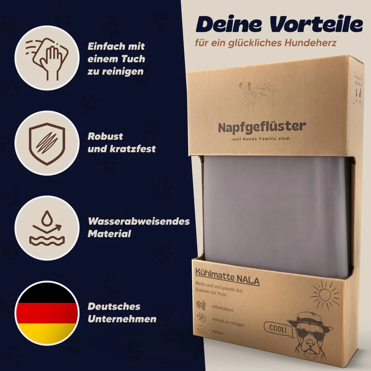 NALA Kühlmatte für Hunde Selbst Kühlende Hundematte Sommer Kühlkissen hundematte für Zuhause Unterwegs oder im Auto Größe (S)