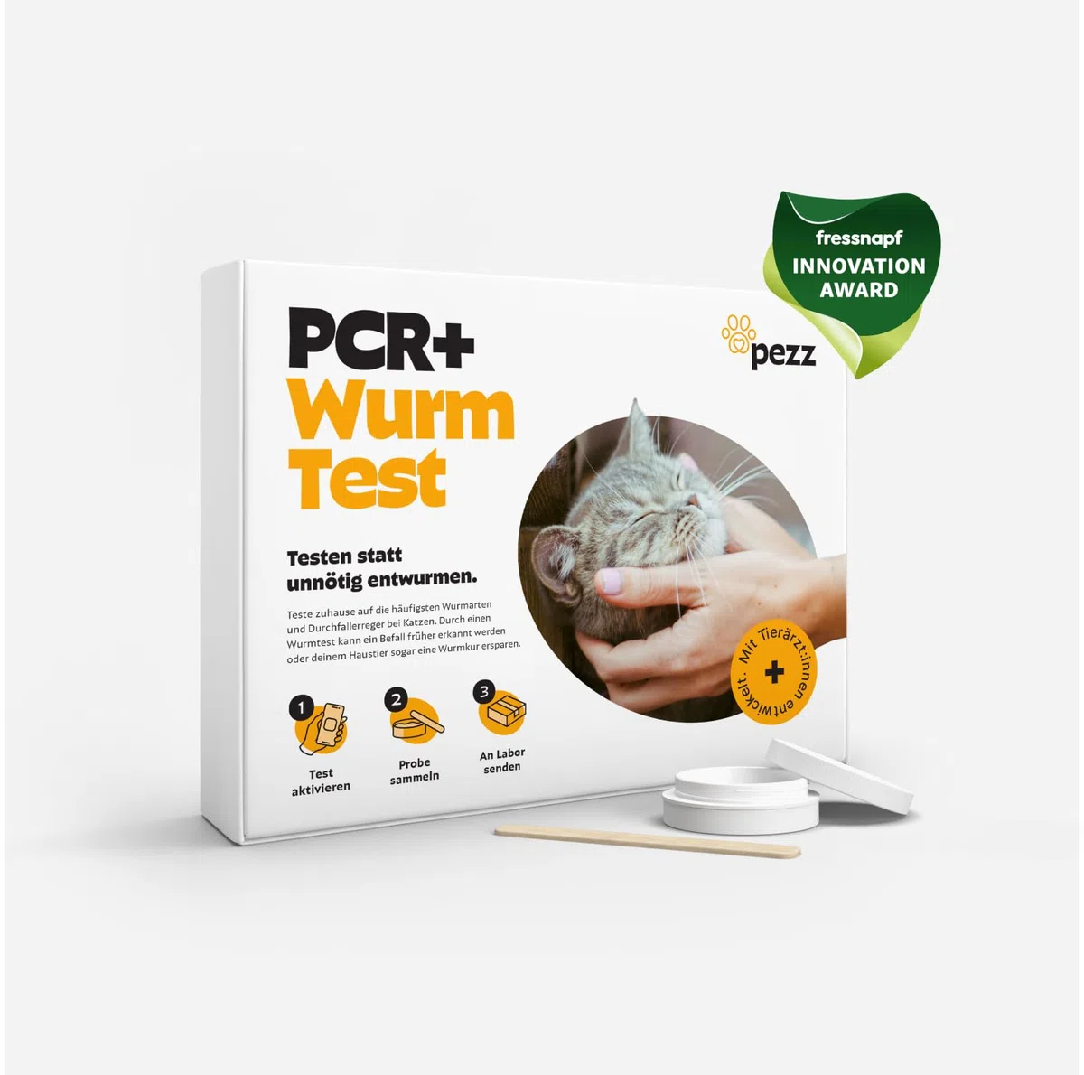 PEZZ ParaScreen PCR+ Wurmtest für Katzen zum Testen auf 11 häufige Wurmarten und Parasiten inkl. Giardien | Labor-Befund inkl. CT-Wert | mit gratis Labor-Versand (PCR+, 1 Stück)