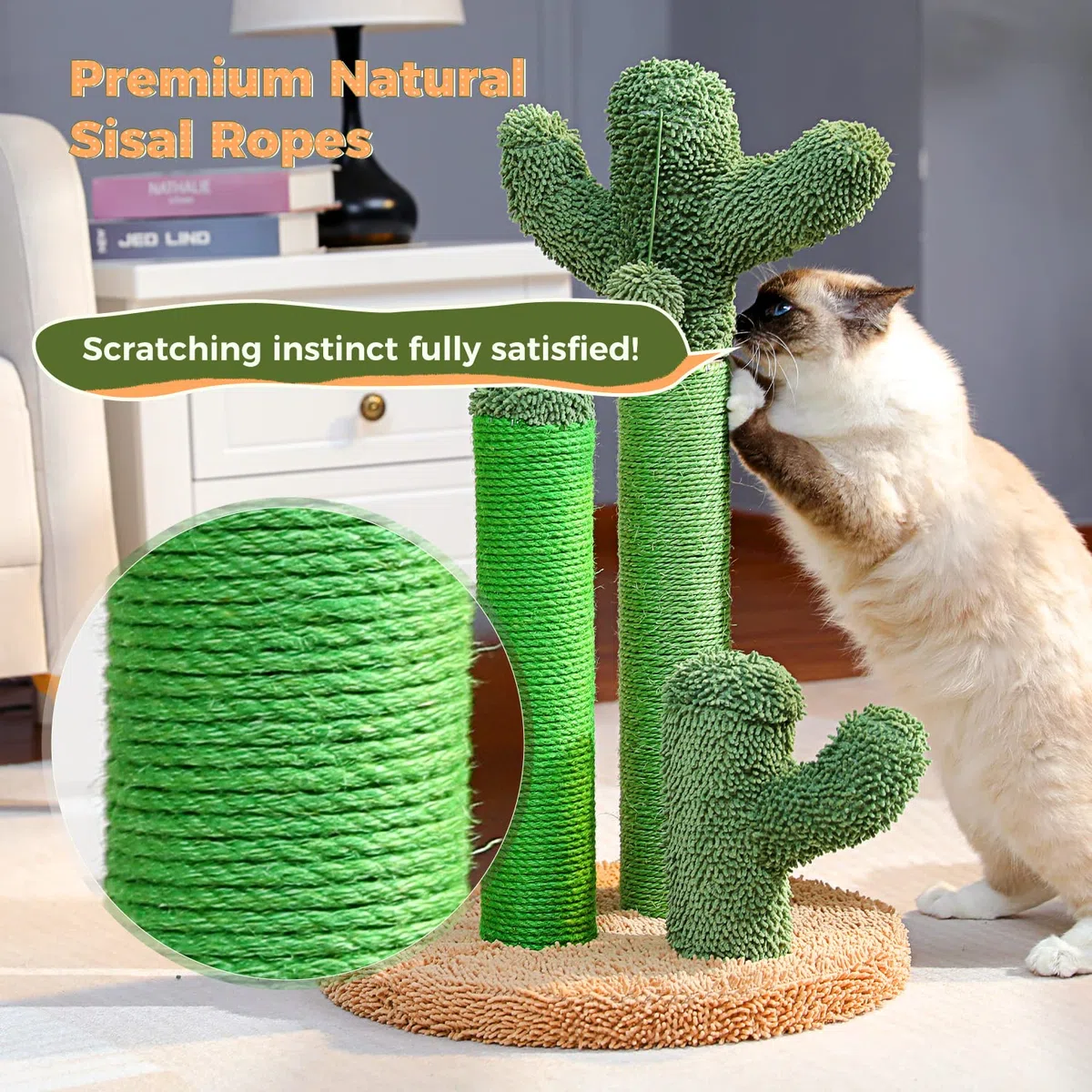 PAWZ Road Kratzbaum Kaktus, kreatives Katzenbaum-Design, 3 Pfosten in 1 Set, braun, L 68,5 cm