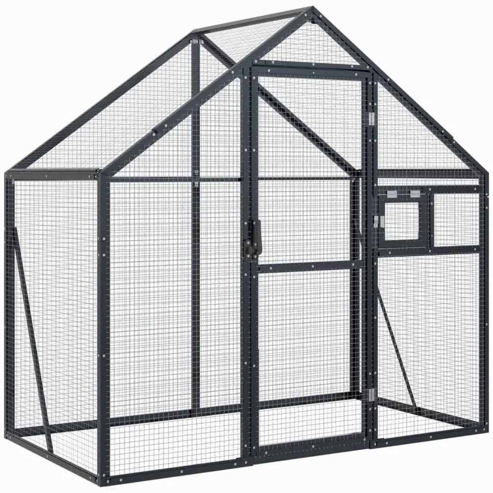 vidaXL Voliere, Vogelvoliere mit Maschendraht, Vogelkäfig für den Außenbereich, Vogelhaus Papageienkäfig Papageienvoliere, Anthrazit Aluminium