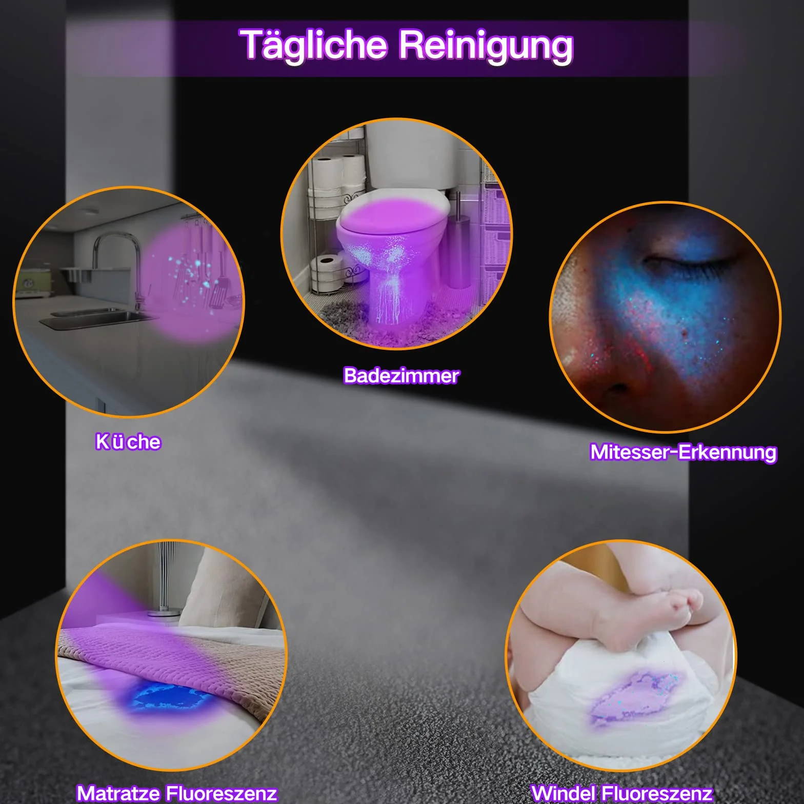 Vansky UV Schwarzlicht Taschenlampe: 395nm UV Lampe mit 51 LEDs als Urin-Detektor für Eingetrocknete Flecken Ihrer Hunde, Katzen und Nagetiere auf Teppichen Böden inkl. 3xAA-Batterien