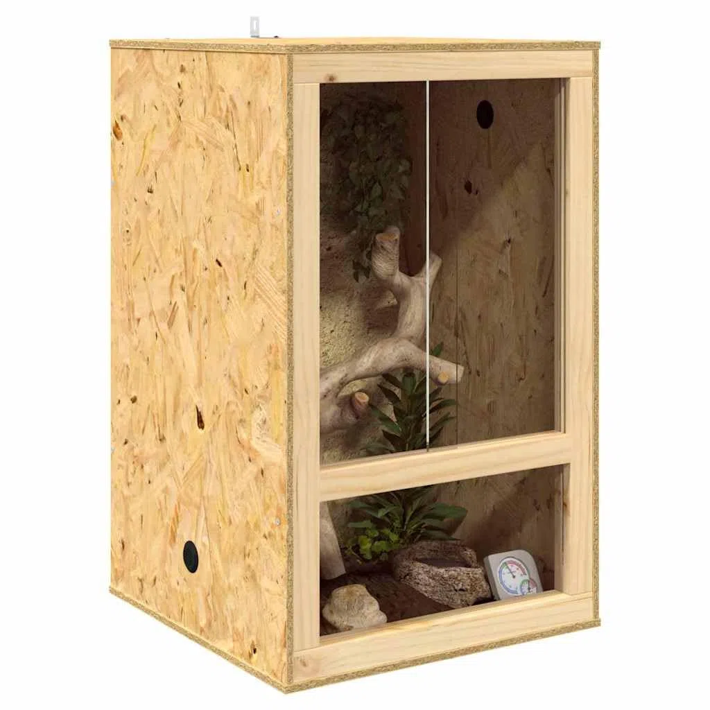 vidaXL Terrarium Braun 50 x 50 x 80 cm OSB, Rustikales quadratisches Terrarium für Reptilien, Amphibien und Nagetiere