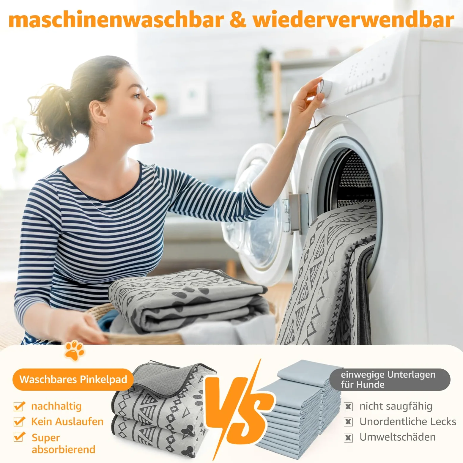 92x79cm Super saugfähige Welpen unterlagen, 2 stück waschbare Pipimatten für Hunde, wasserdichte Haustier Urinunterlagen für Welpen, alte oder inkontinente Hunde