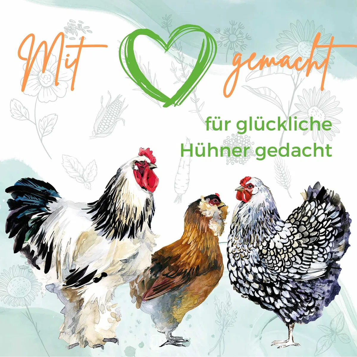 Hühnerfutter-Mix mit Kräuter, ohne Gentechnik, Alleinfuttermittel für Hühner, 25 kg