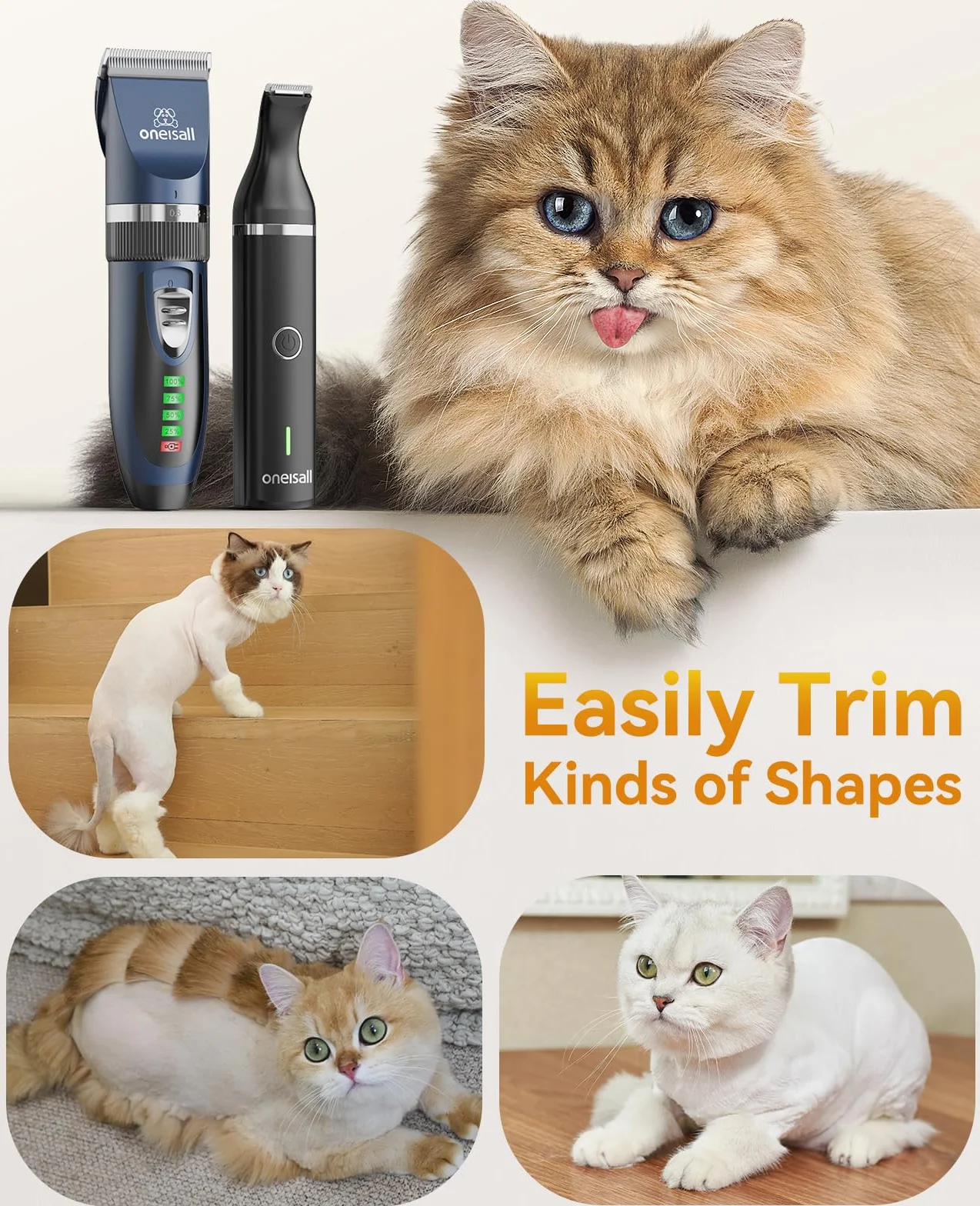 oneisall Leise Hundeschermaschine und Pfotentrimmer 2 in1 Set, Schermaschine Hund & Pfotenschermaschine kabellos Haarschneidemaschine für Mittlerer Hunde/Welpe/Katzen (schwarz)