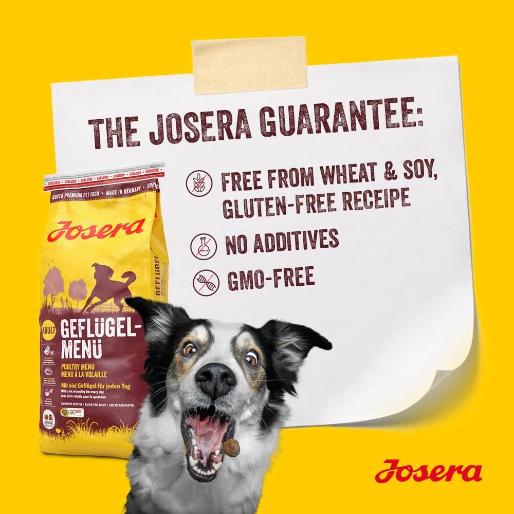 JOSERA Geflügel-Menü (1 x 12,5 kg) | Adult | Premium Trockenfutter für ausgewachsene Hunde | Geflügel & Mais/Reis | besonders gut verträglich | weizenfrei | Hundefutter | 1er Pack