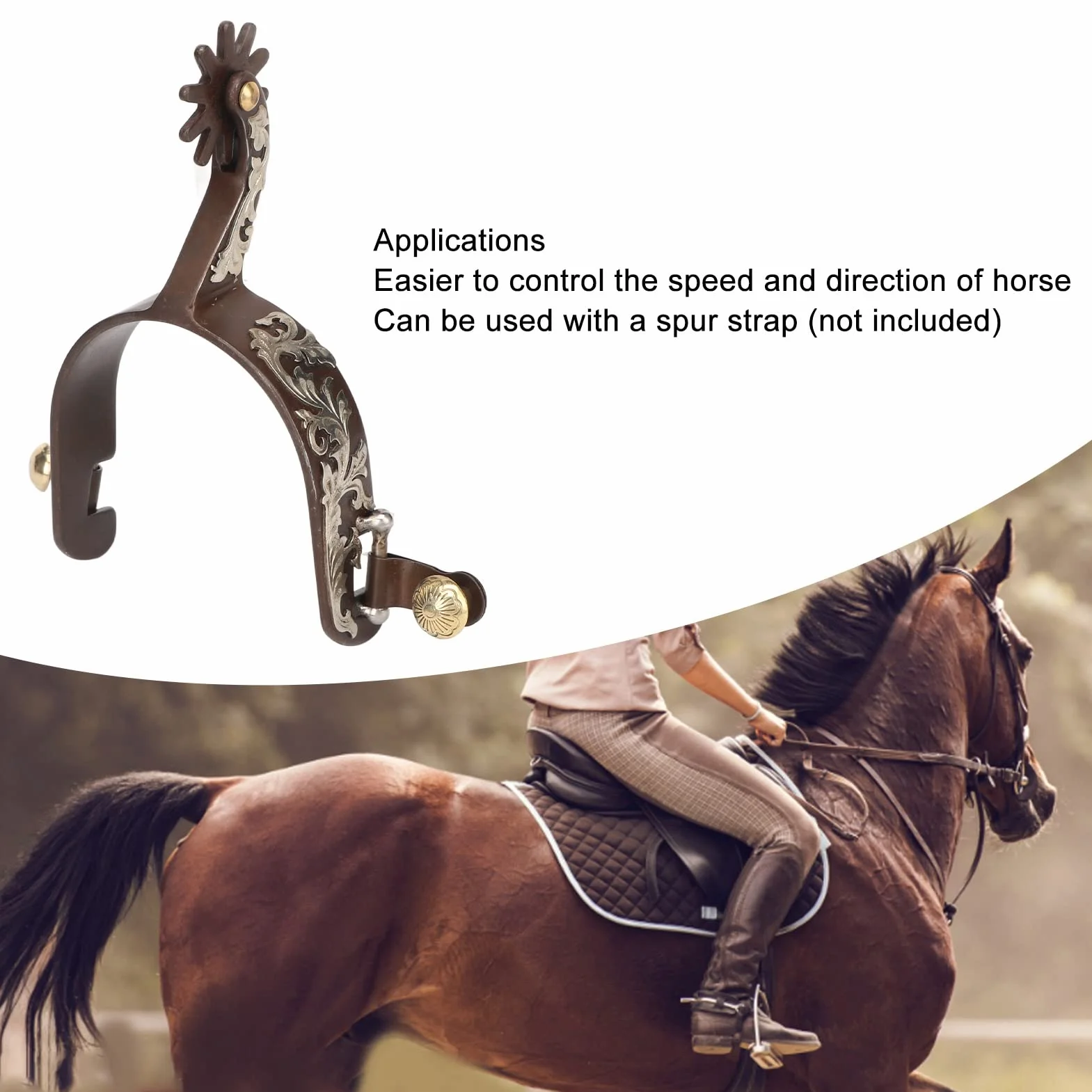Zerodis 2 Stück Western-Sporen Edelstahl mit Drehbarem Zahnrad Retro-Bronze Kohlenstoffarmer Stahl Nicht Rostend