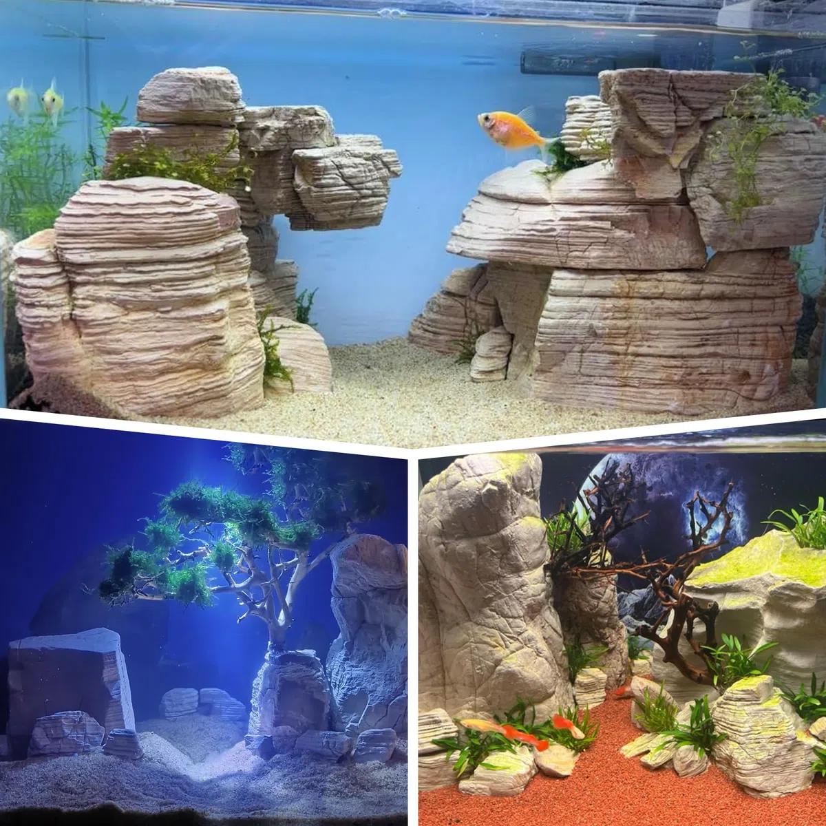 Pagodenstein, Melaleuca-Stein, Aquarienstein, cremige Textur mit Melaleuca-Struktur, für Aquarienlandschaften/Terrarien & Vivarien/Miniatur- & Feengärten (5 Pfund, 2-5 Zoll, 4~5 Stück) (10lb)