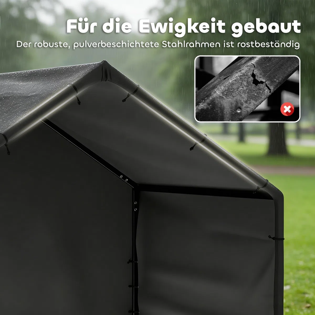 PawHut Hundehütte Hundehaus mit Wasser- und UV-beständiger Überdachung, 125 x 110 x 93 cm Outdoor Hütte für kleine mittelgroße große Hunde bis 30 kg, Indoor, Outdoor Schwarz