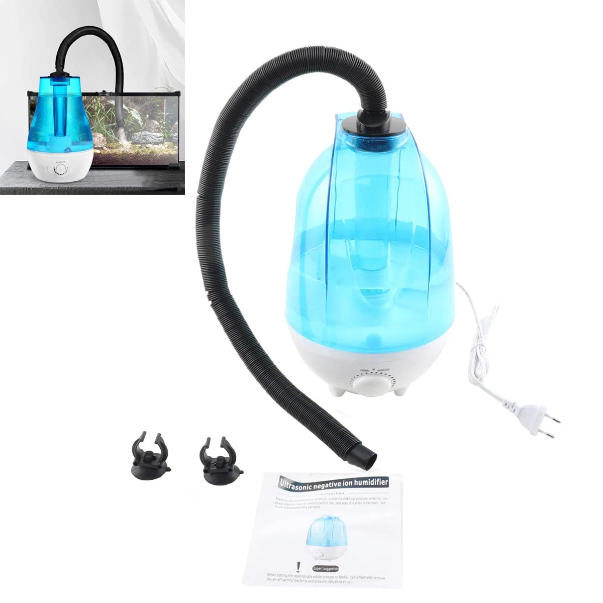 Reptilie Luftbefeuchter Terrarium,4L Reptilien Luftbefeuchter Nebelmaschine 300mL/h High Volume Fogger Terrarium Nebel Zerstäuber, Befeuchtung Klettern Pet Box für Vivarium,Reptilien,Amphibien