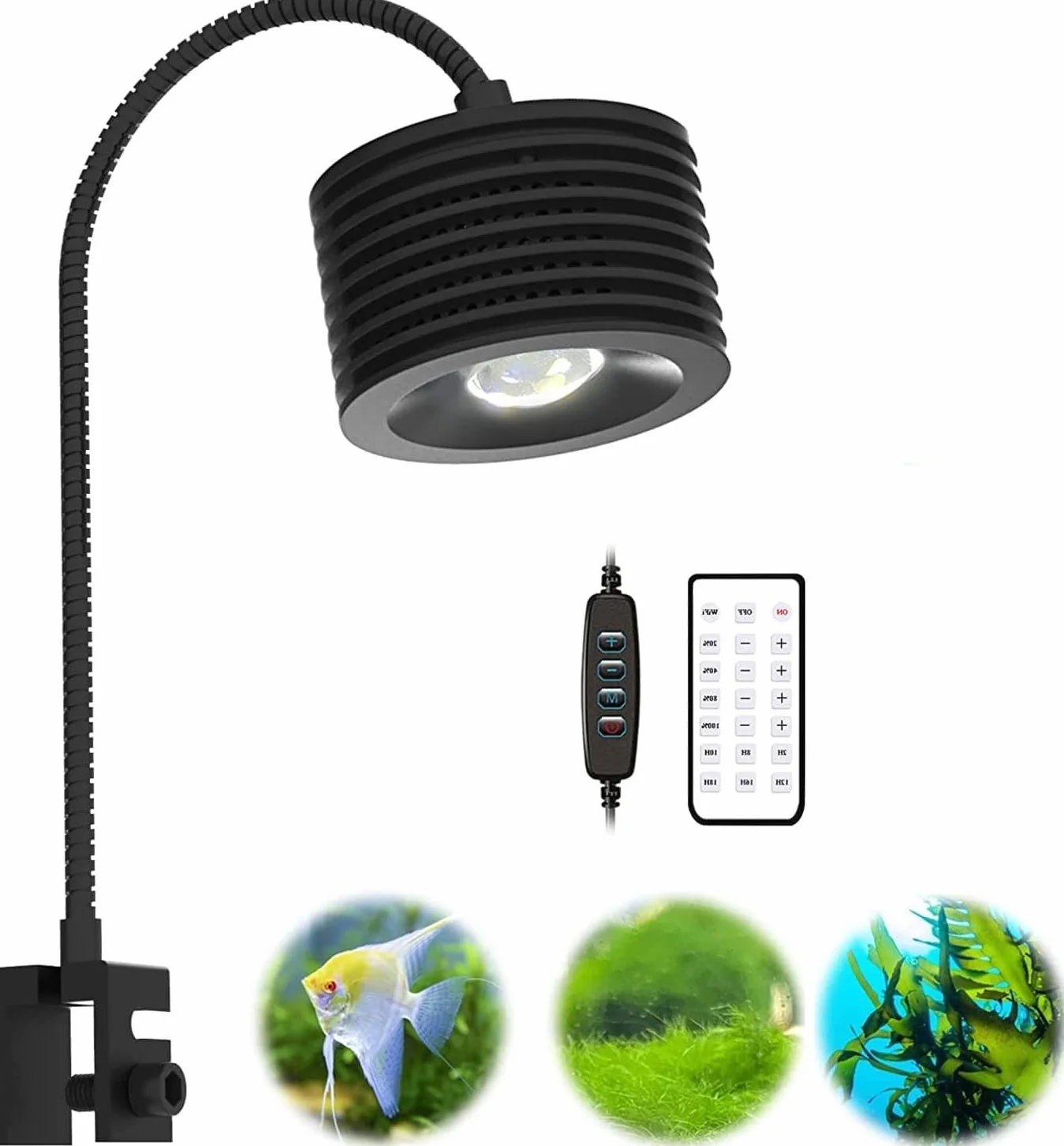 Lominie Aquarium Beleuchtung, Nano 6500K Dimmbare Pflanzen Becken Leuchte mit Schwanenhals, Vollspektrum Multifunktions LED Aquarium Klemmleuchte,für Pflanzen Süßwasser Aquarium Refugium