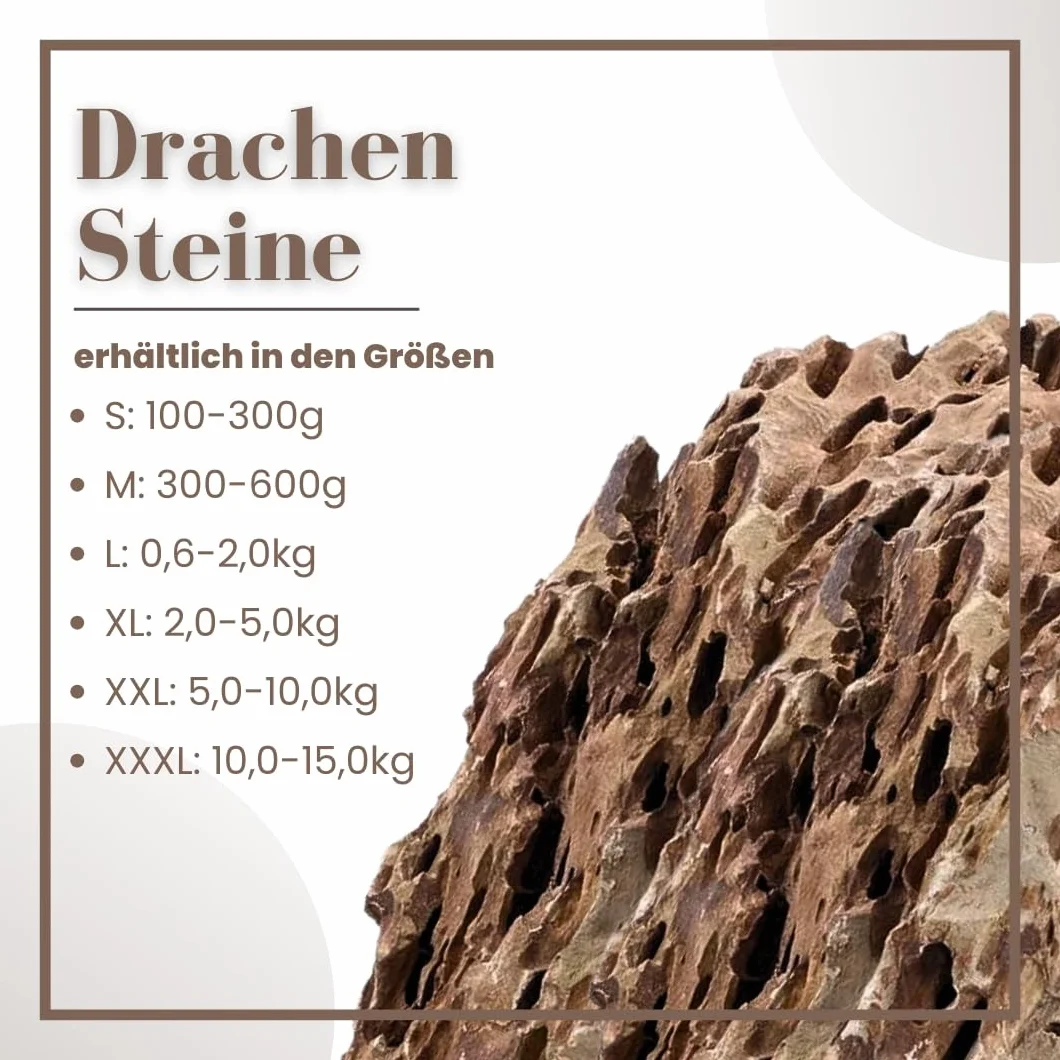 AquaOne Aquarium Steine Drachensteine 10kg Mix I Natursteine Dragon Größe S bis XL I Aquascaping Gestein I Felsen Dekoration I Pagode Rückwand braun