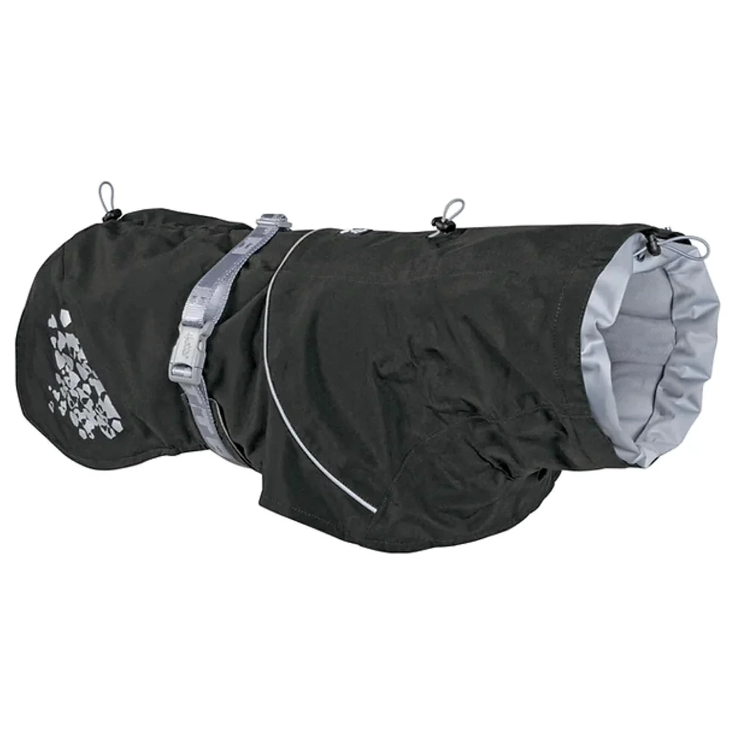 Hurtta Monsoon Hunderegenmantel, Wasserdicht Regenjacke für Hunde mit Reflektoren, Schwarz 45 cm