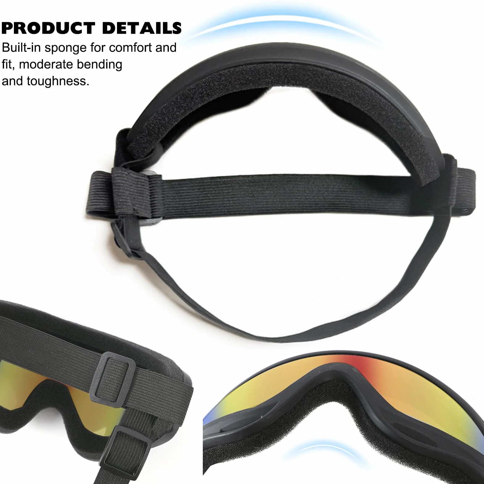 2Stück Hundebrille, Brille Hund UV-Schutz, Winddicht Hunde Brille, Sonnenbrille Hund mit Verstellbare Riemen, Hundesonnenbrille für Mittel Große Hunde, zum Autofahren,Outdoor-Aktivitäten,Farbe