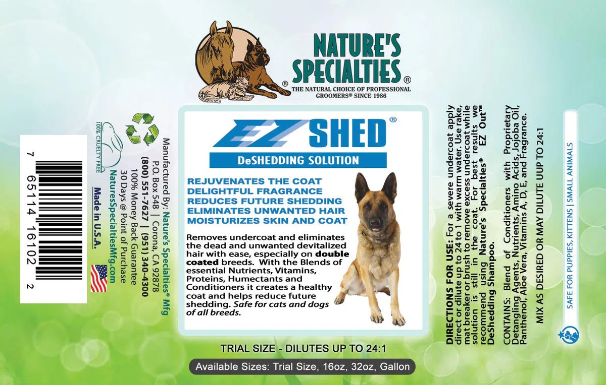 Nature's Specialties EZ Shed Conditioner für Hunde - Entfernt Unerwünschte Haare & Befeuchtet die Haut - Verringert das Scheuern - Pflegt das Fell des Hundes - Herrlicher Duft, 473ml