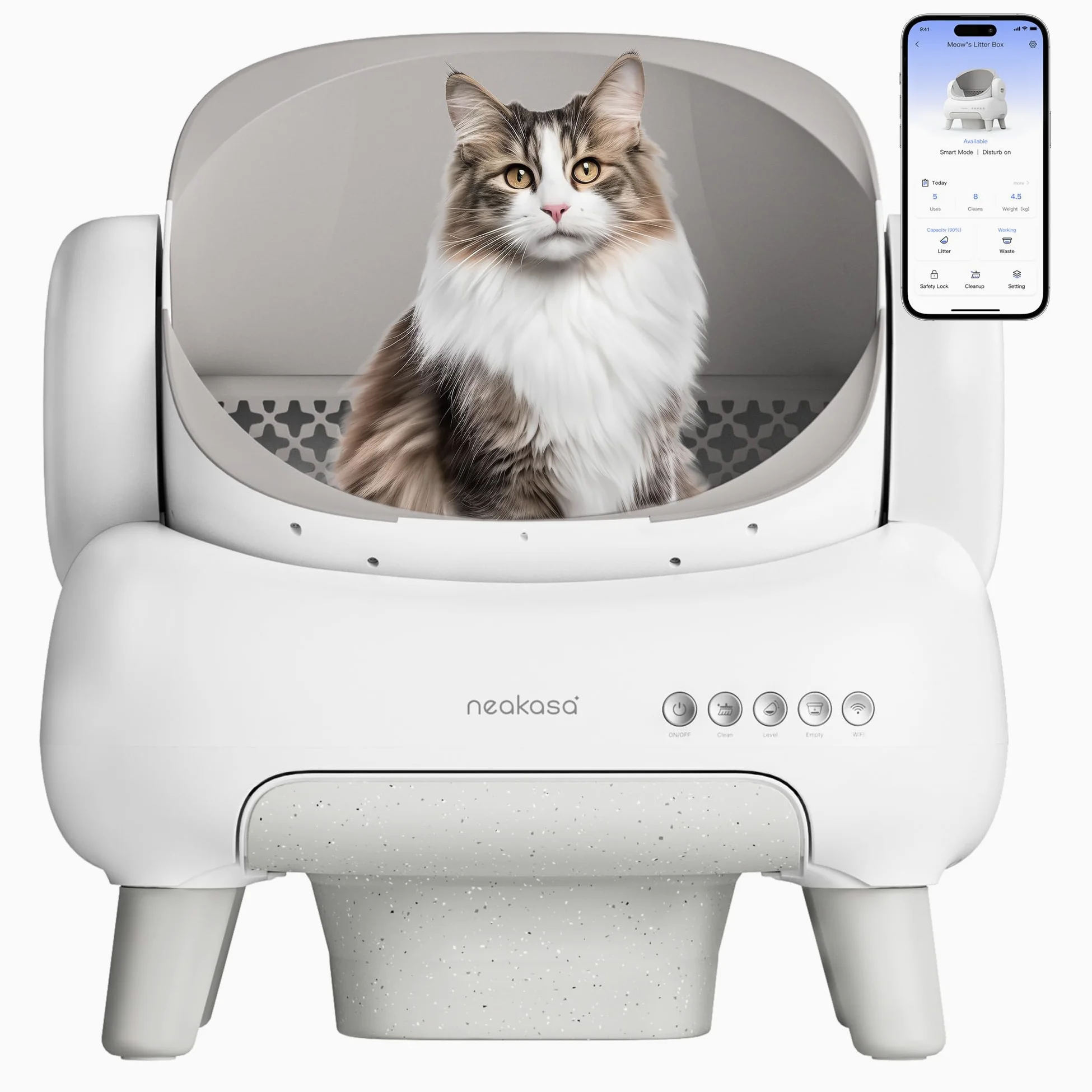 Neakasa M1 Plus Lite Selbstreinigende Katzentoilette mit offenes Design, XXL Kapazität Katzenklo, App-Steuerung, sicher, geruchsfrei und hygienisch, Cat Litter Box für mehrere Katzen