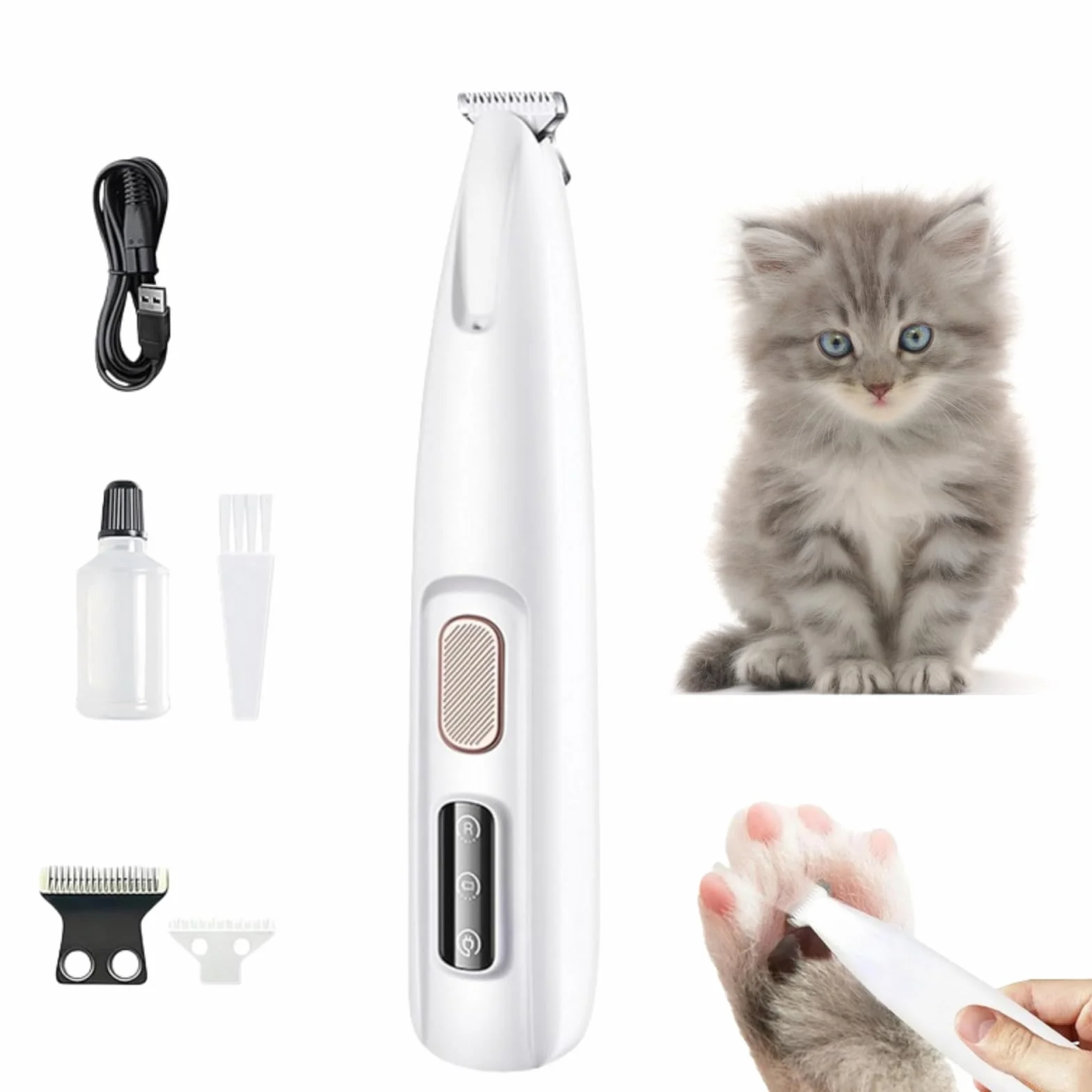 mylittle-paw Patounet Der einzige Haarschneider, derleise genug für Katzen ist(30 dB),Katzen-Schermaschine mit LED-Licht, wasserdicht und kabellos, für Hunde und Katzen geeigne