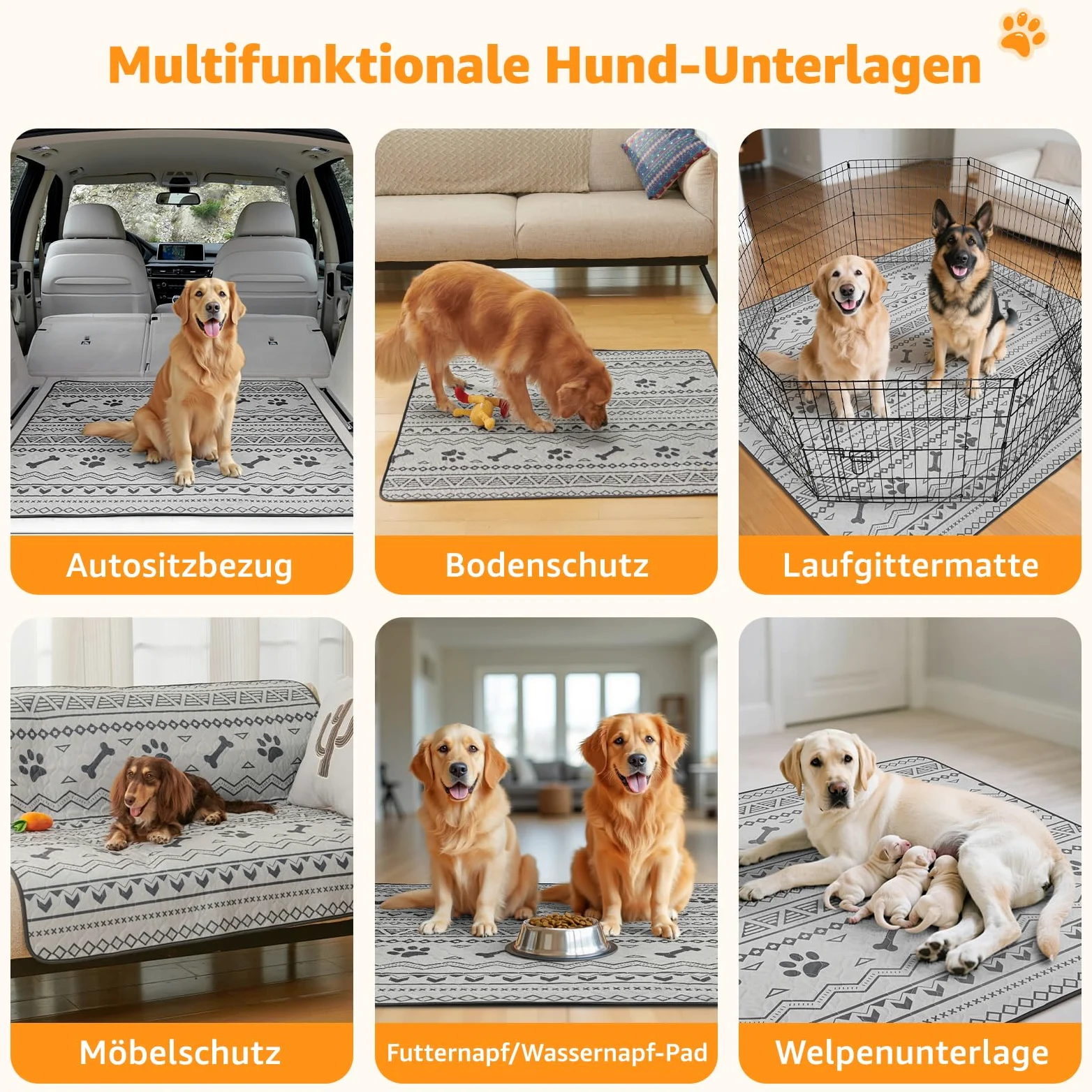 92x79cm Super saugfähige Welpen unterlagen, 2 stück waschbare Pipimatten für Hunde, wasserdichte Haustier Urinunterlagen für Welpen, alte oder inkontinente Hunde