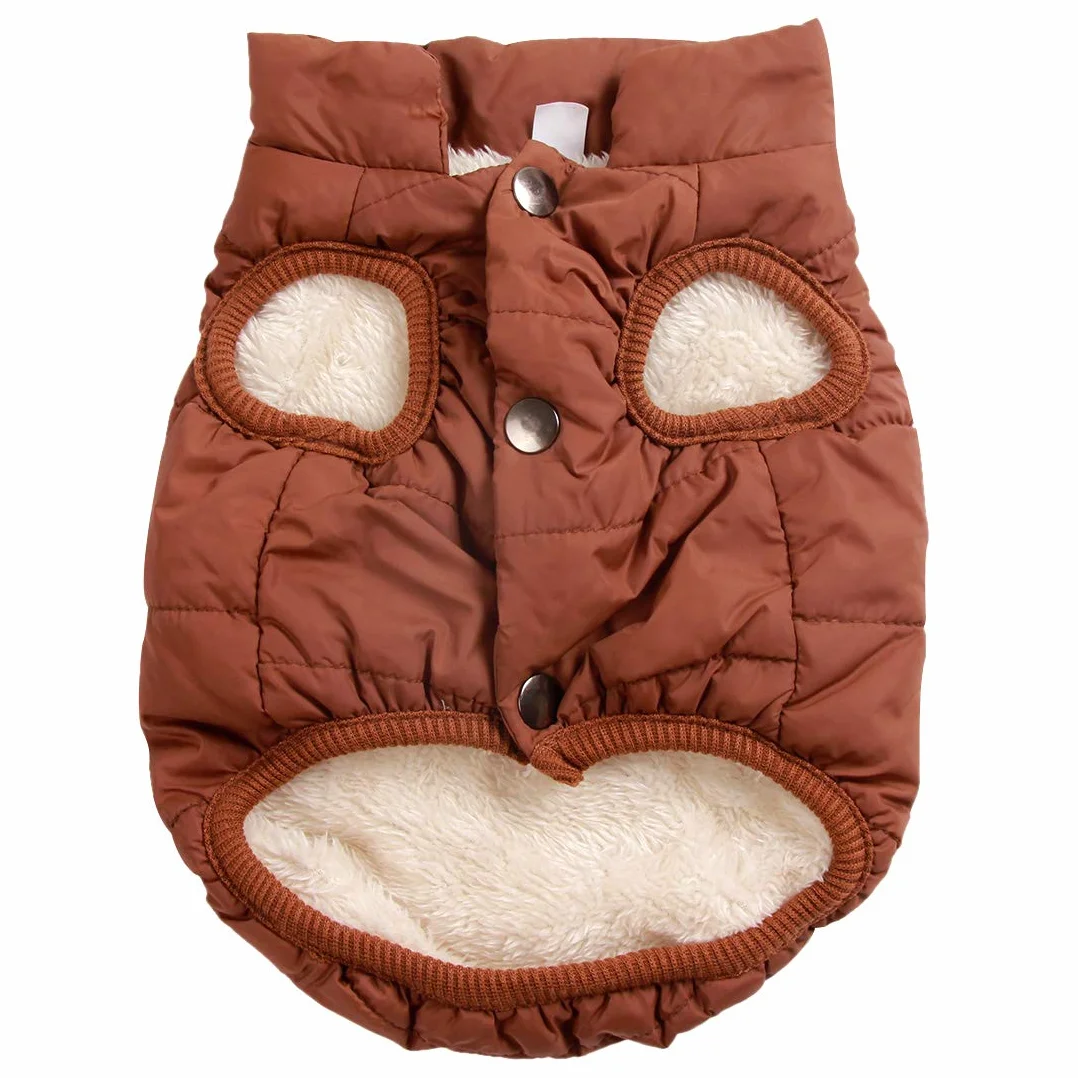 JoyDaog 2-lagige mit Fleece gefütterte Hundejacke, sehr warm für Winter und kaltes Wetter, extraweiche, winddichte Hundeweste,braun,L