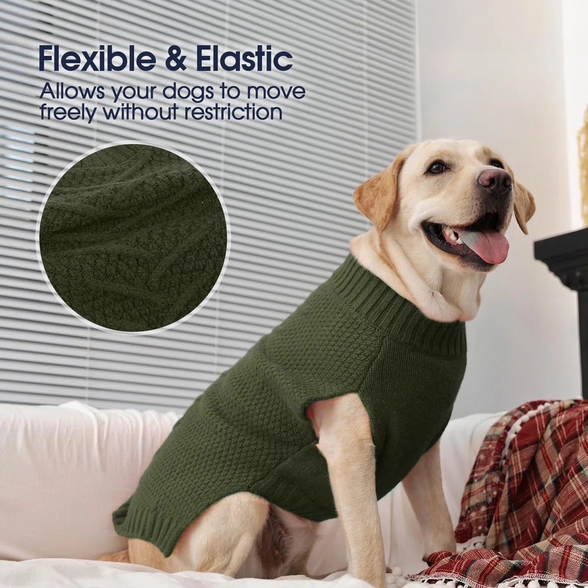 IECOii Big Dog Pullover,XXXXL Hunde Kleidung für große Hund,Kaltes Wetter Wintermantel für großeHunde,Warme Herbst Hunde Kleidung für Haustiere Strickkleidung,Doberman,Great Dane Pullover,Grün,4XL